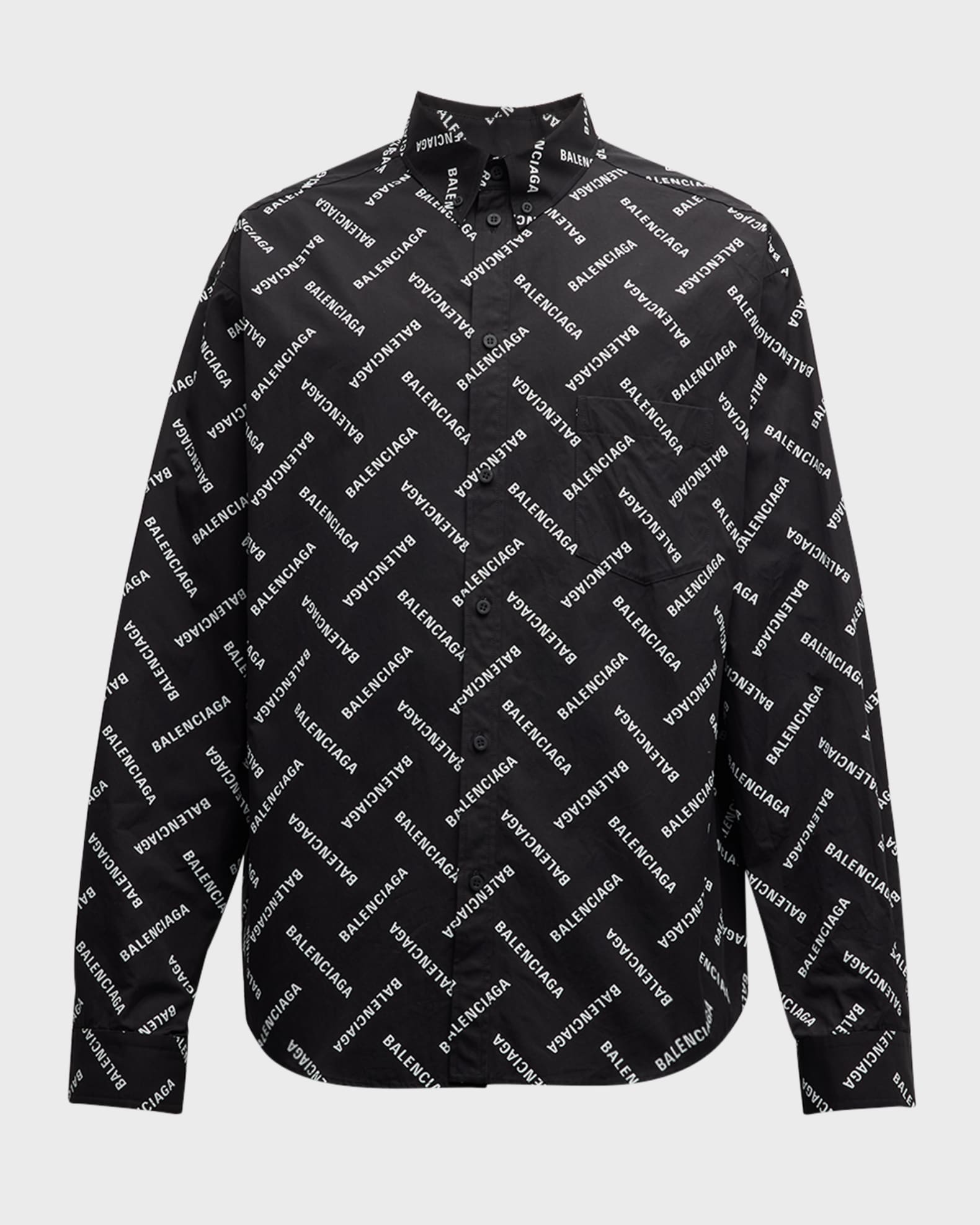 Balenciaga Men s Diagonal Allover Logo Sport Shirt Neiman Marcus