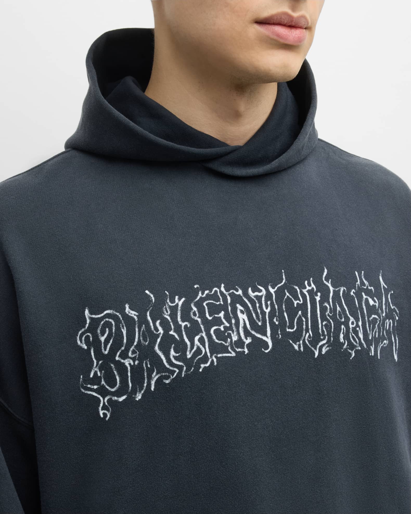 Balenciaga Men s Metal Outline Logo Hoodie Neiman Marcus