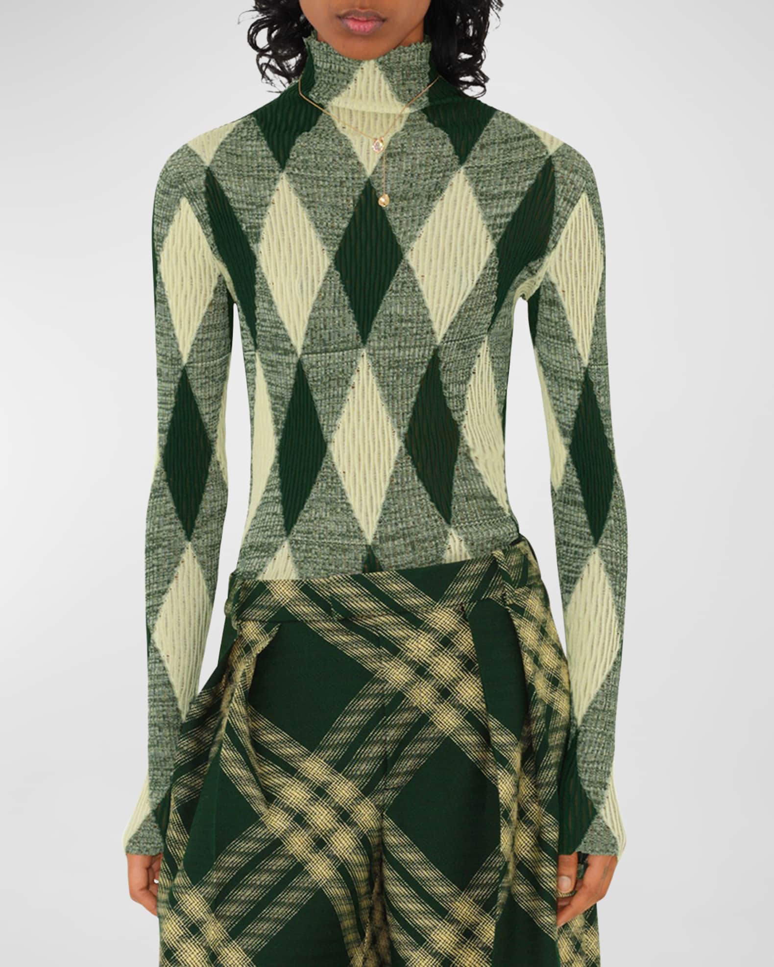 Burberry Green Argyle Sweater
