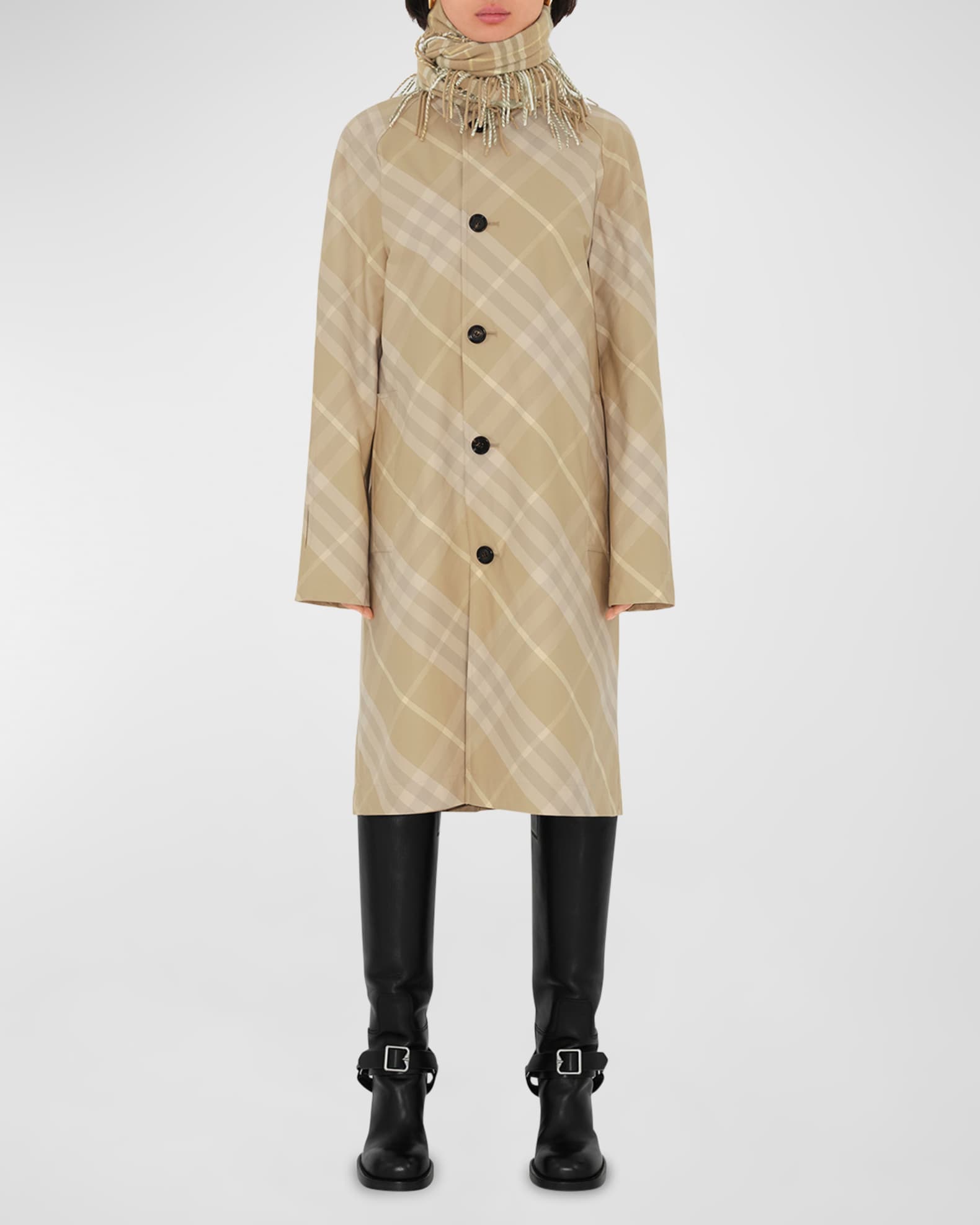 Burberry Reversible Check Print Trench Coat Neiman Marcus
