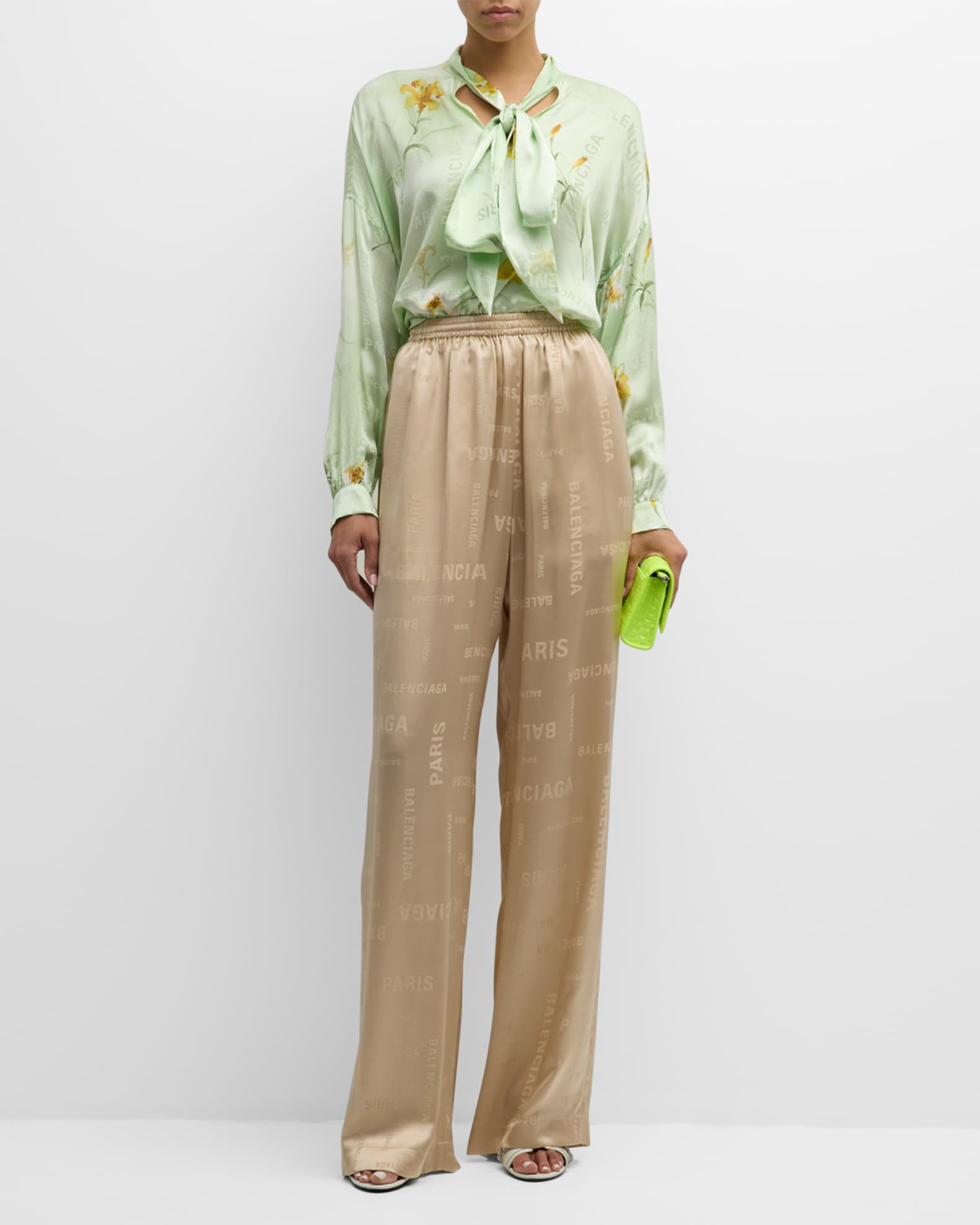 Balenciaga Bal Paris Allover Fluid Tracksuit Pants | Neiman