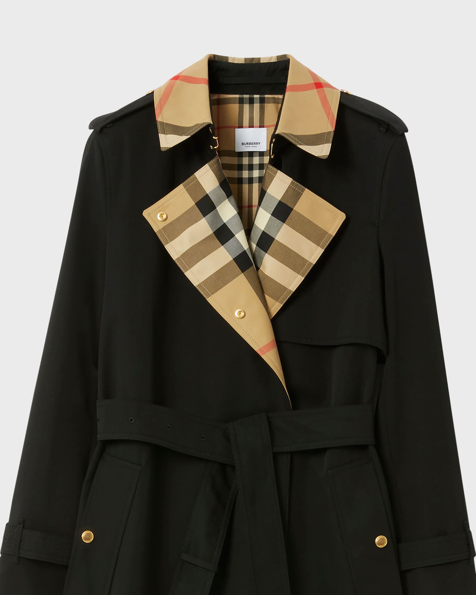 Burberry black coat with gold buttons deals