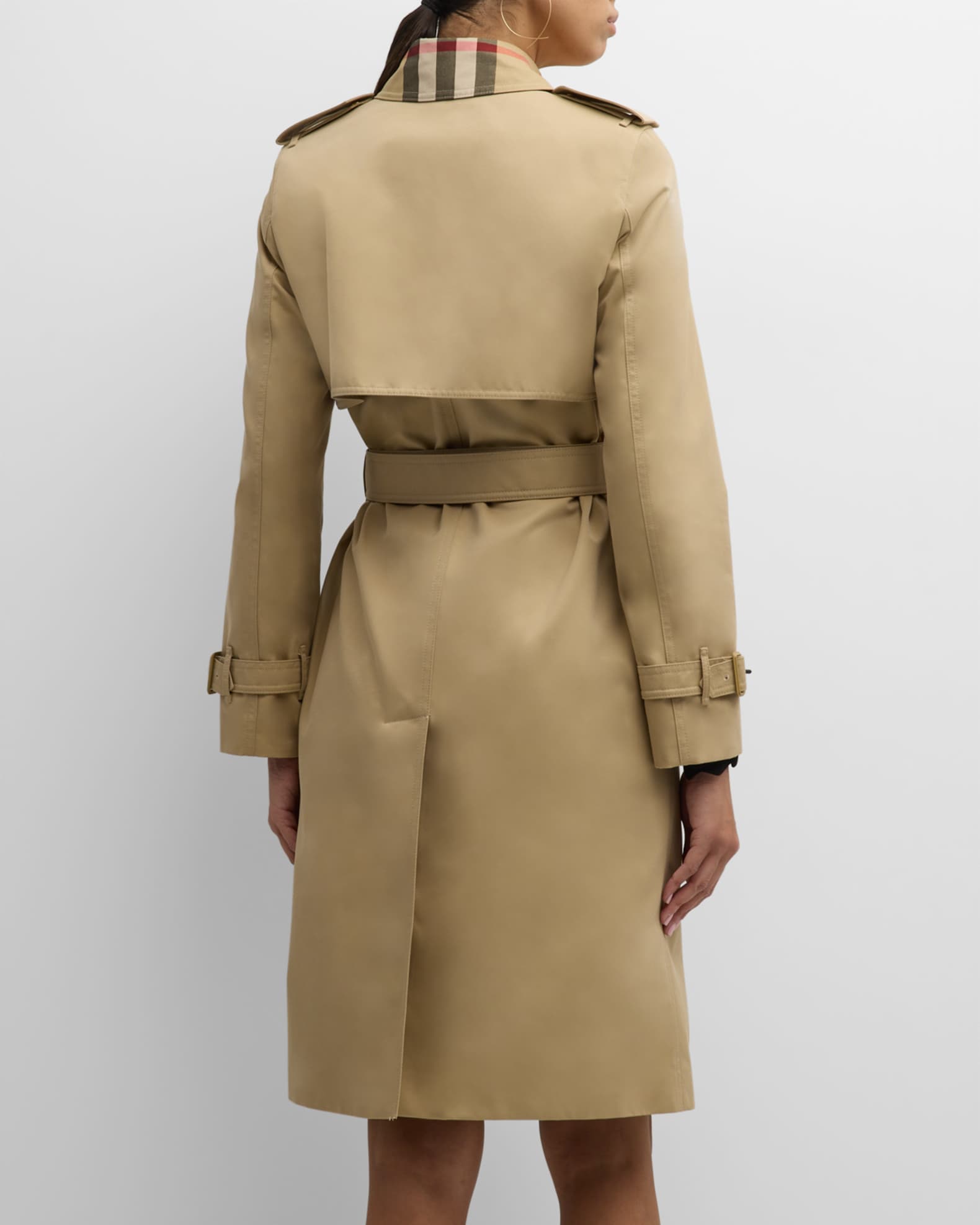 Burberry Sandridge Check Double-Breasted Tench Coat | Neiman