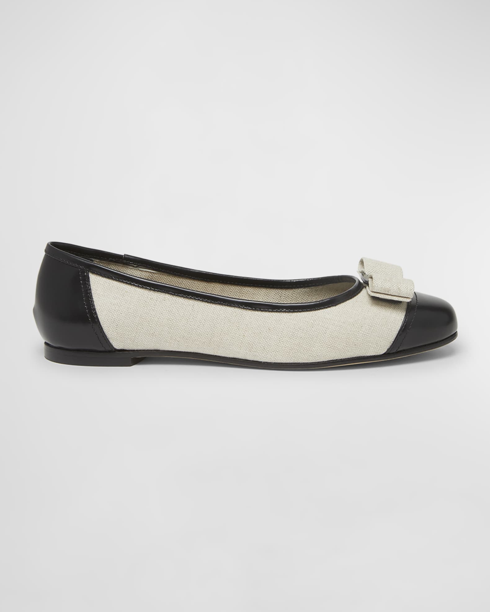Ferragamo Varina Linen Bow Ballerina Flats