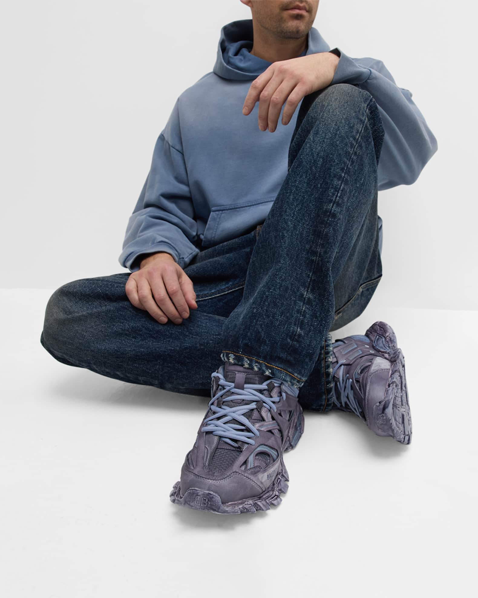 Balenciaga Men's Track Mesh Fashion Sneakers | Neiman Marcus