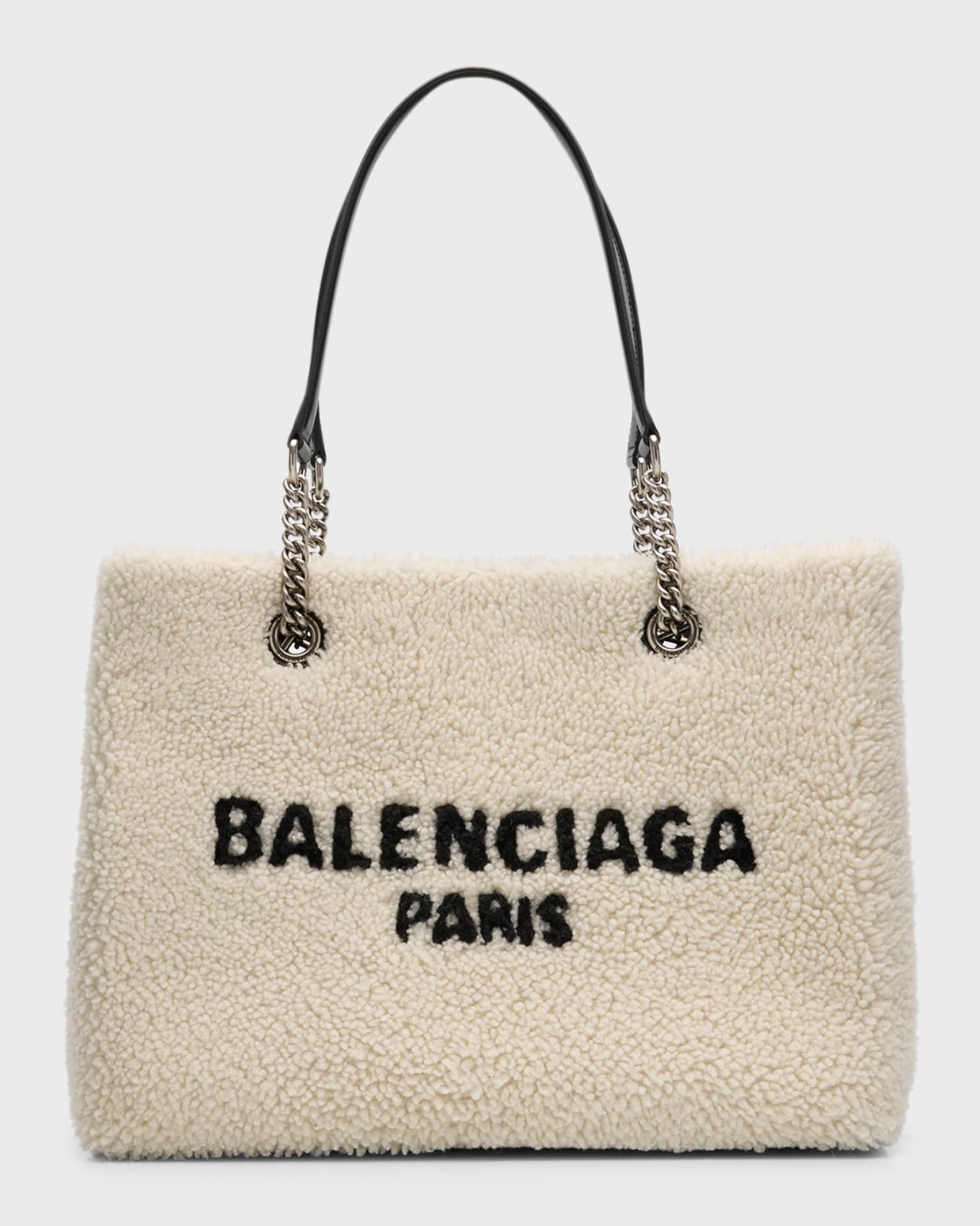 Balenciaga Duty Free Medium Shearling Tote Bag | Neiman Marcus