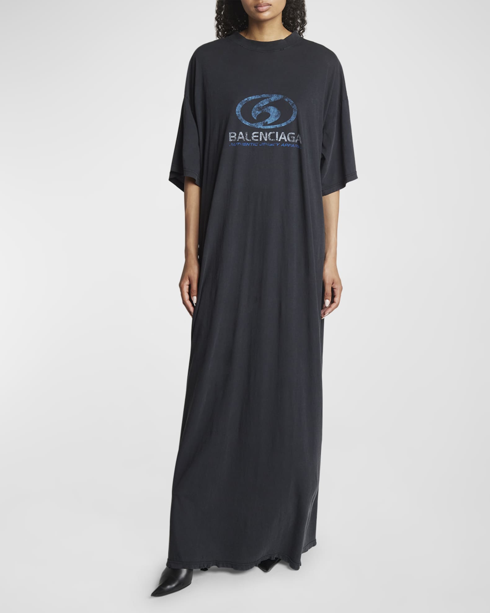 Unisex Logo Surfer Print Short Sleeve Maxi T Shirt Dress
