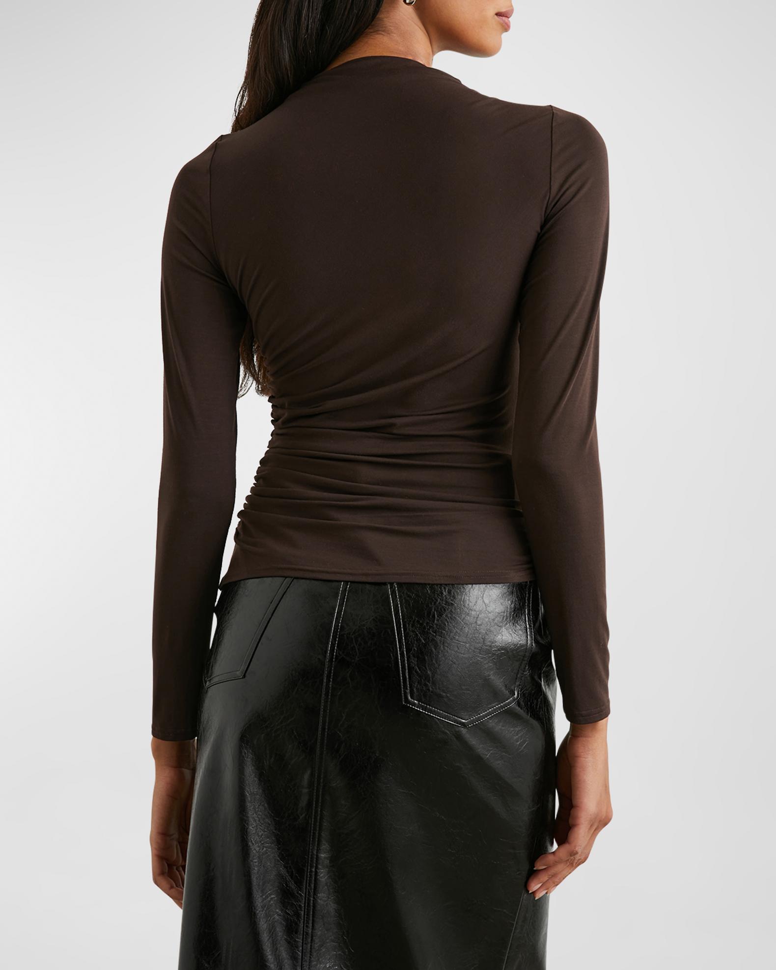 Rails Joelle Shirred Asymmetrical Mock-Neck Top | Neiman Marcus