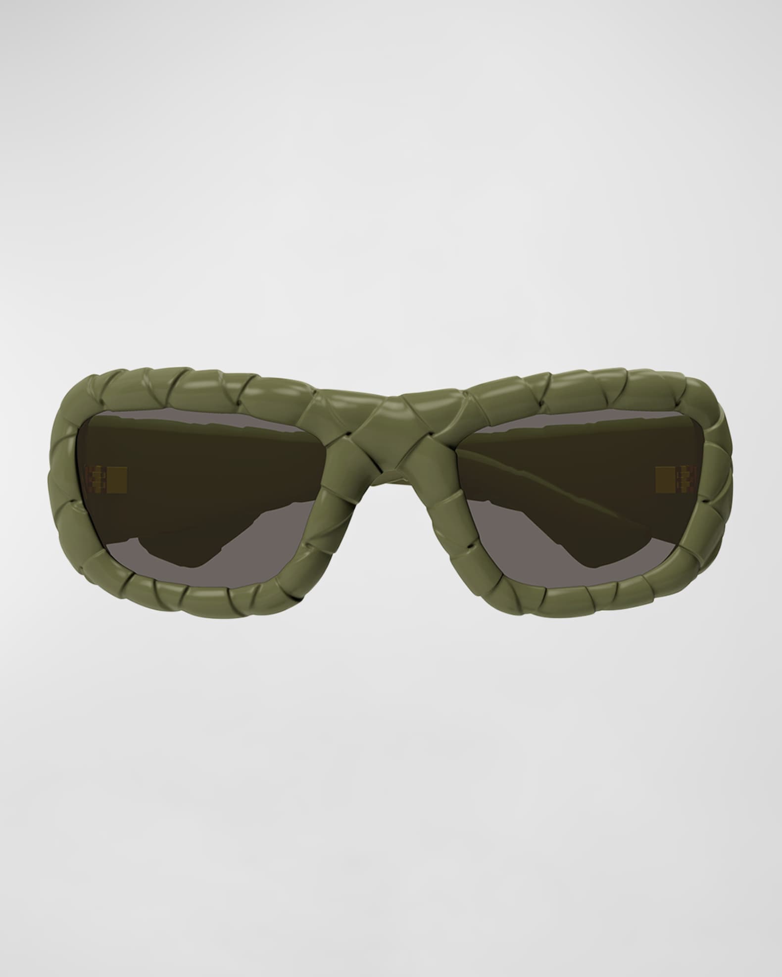 Bottega Veneta Woven Plastic Rectangle Sunglasses | Neiman Marcus