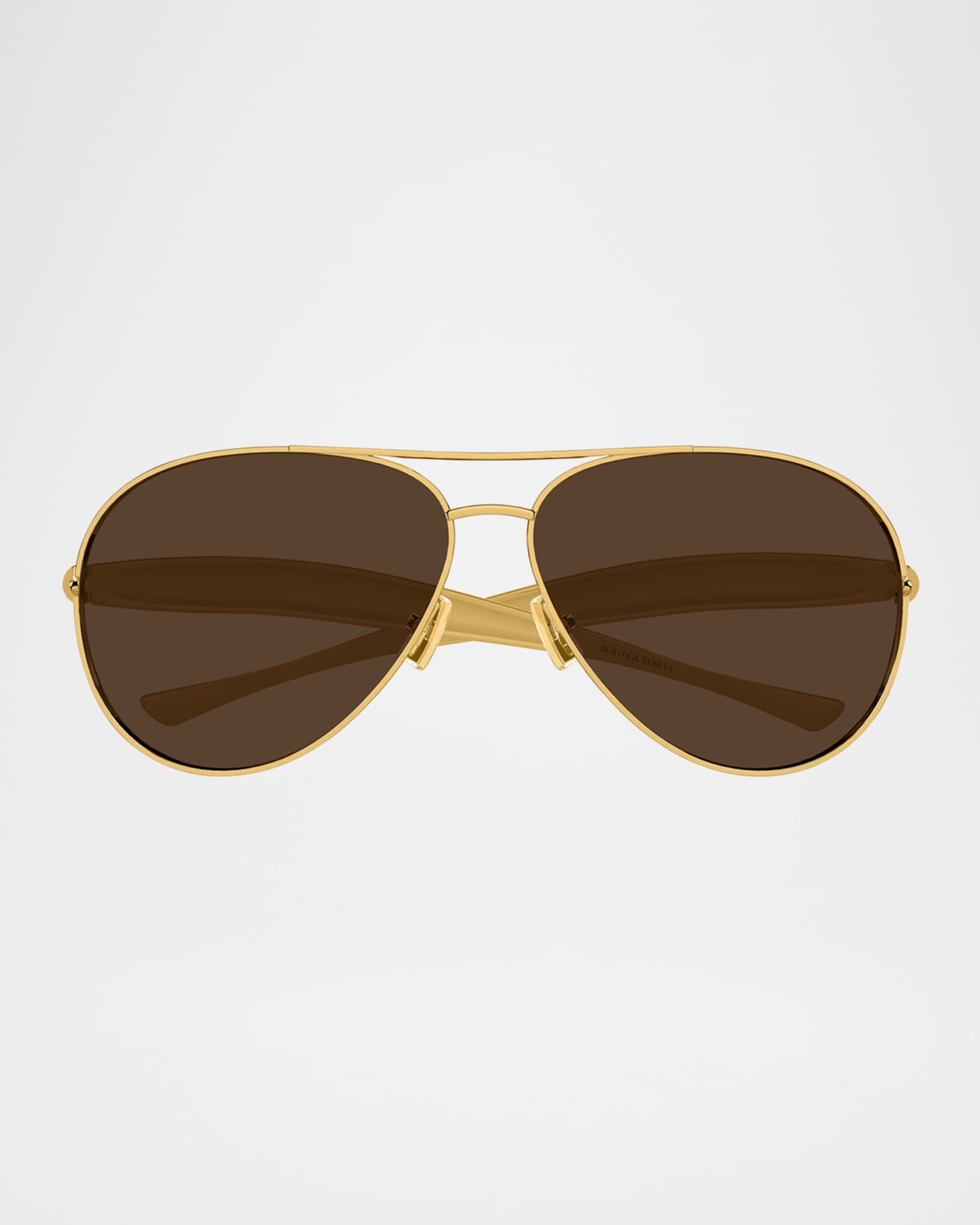 Bottega Veneta Curved Metal Aviator Sunglasses | Neiman Marcus