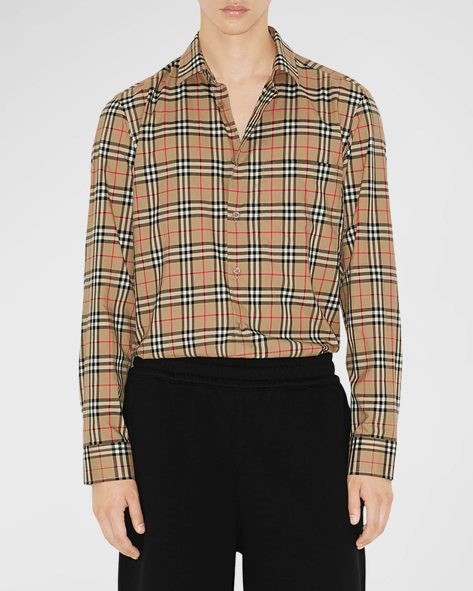 Burberry Men's Simson Check Poplin Shirt | Neiman Marcus