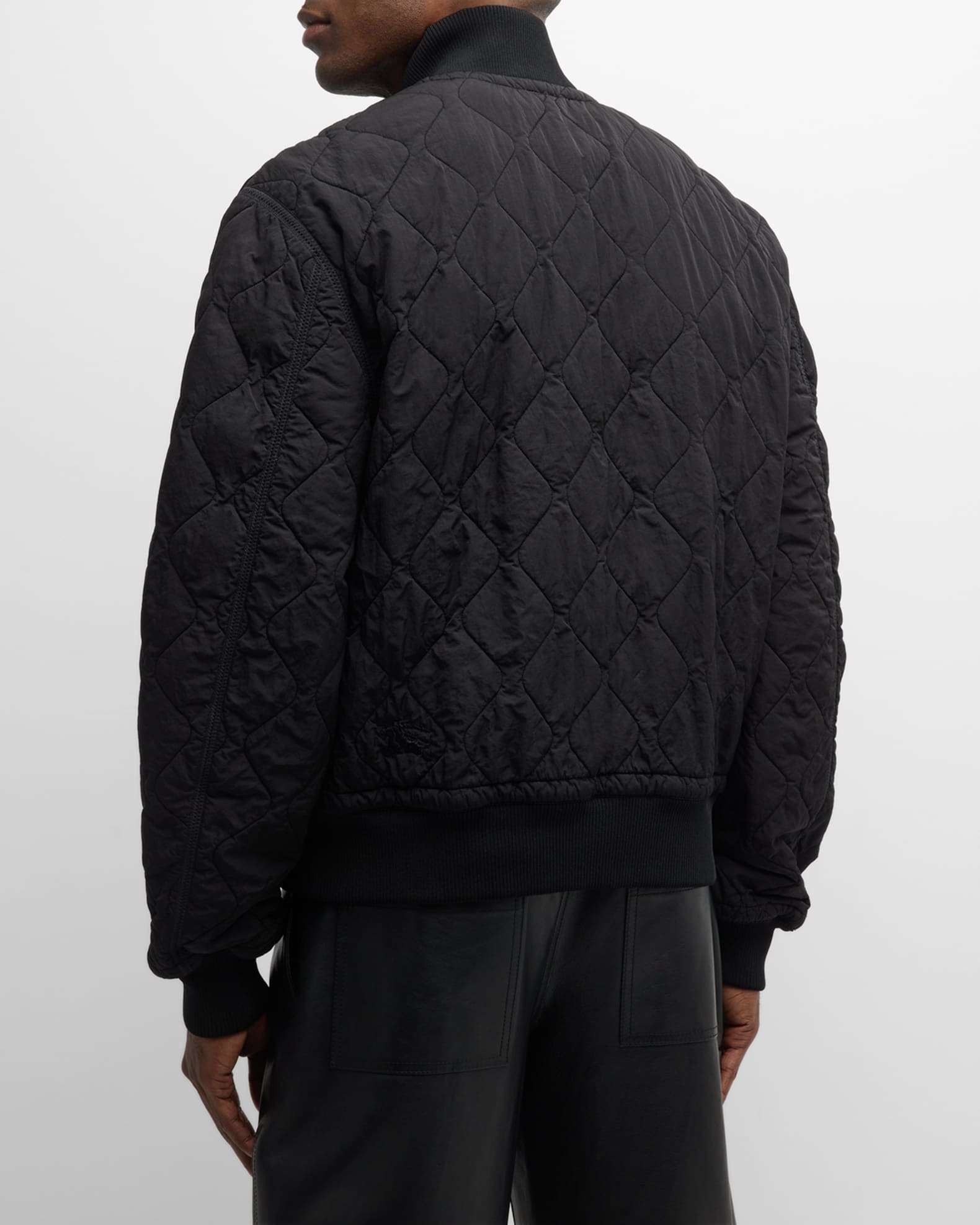 Burberry Men's Quilted Crinkle Nylon Bomber Jacket | Neiman Marcus