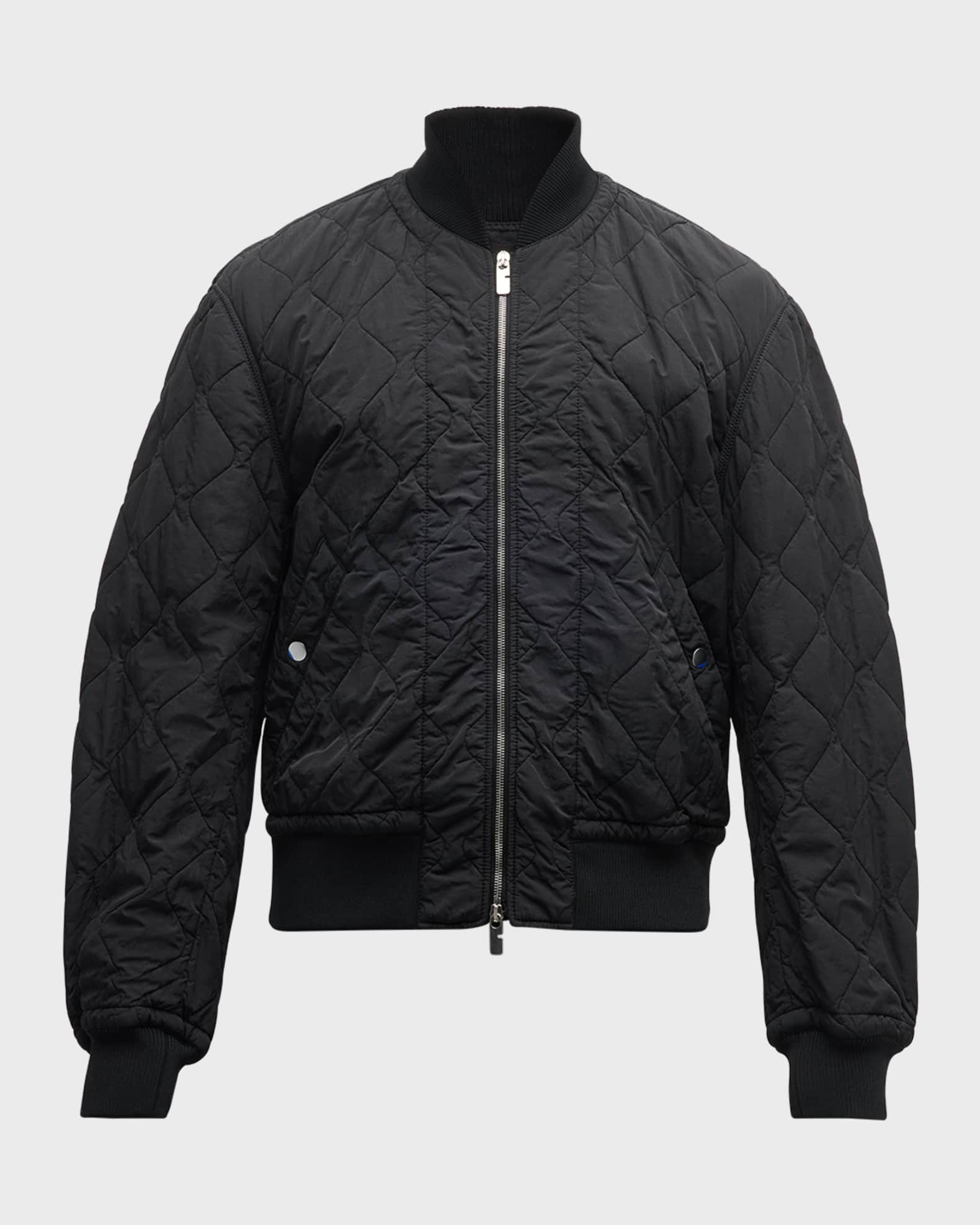 Burberry Men's Quilted Crinkle Nylon Bomber Jacket | Neiman Marcus