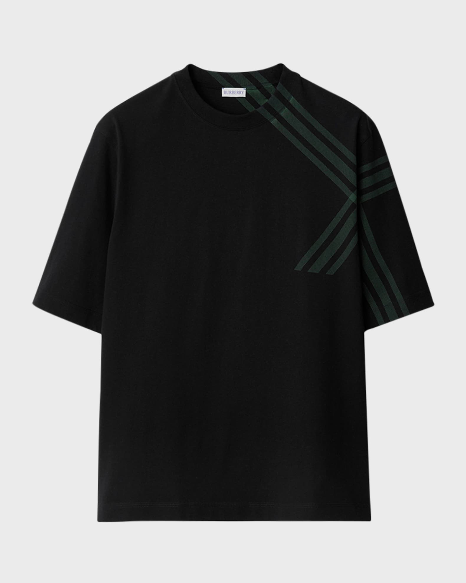 Burberry Men s T Shirt with Plaid Shoulder Neiman Marcus