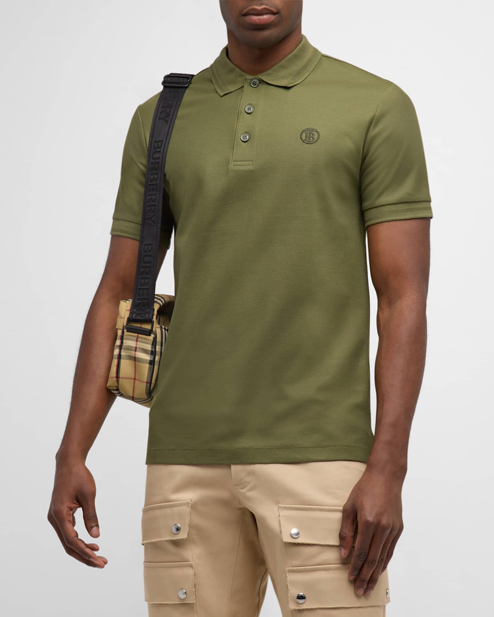 Burberry Men s Eddie Polo Shirt with Check Placket Neiman Marcus