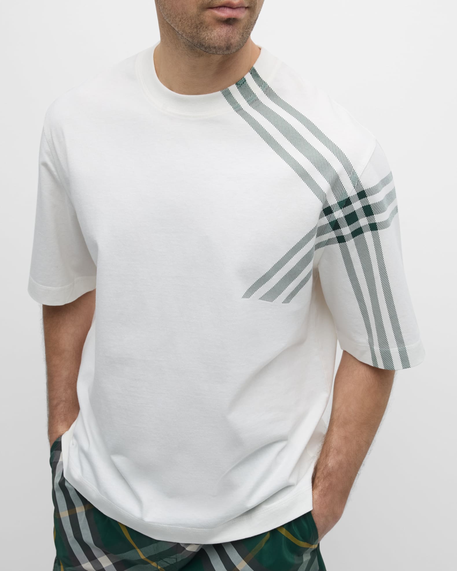 Men's T-Shirt with Shoulder Plaid
