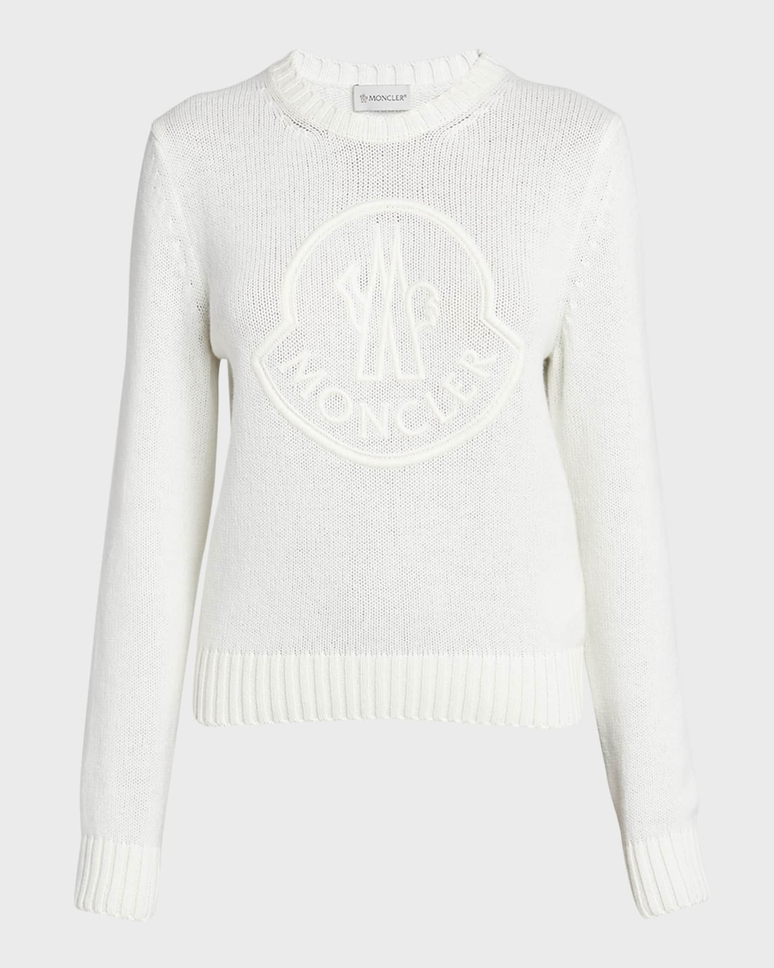 Moncler Cashmere Embroidered Logo Sweater | Neiman Marcus