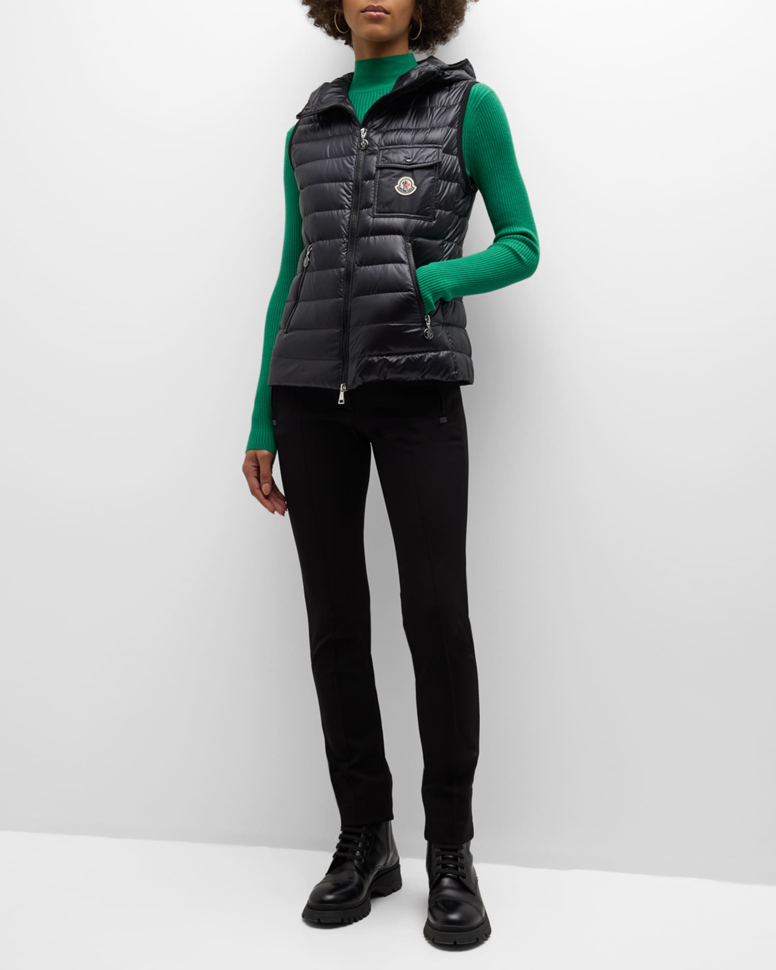 【MONCLER】Gilet imbottito Glygos con cappuccio ダウンベスト Black Glygos Hooded Down Vest - Vests for Women | Moncler US