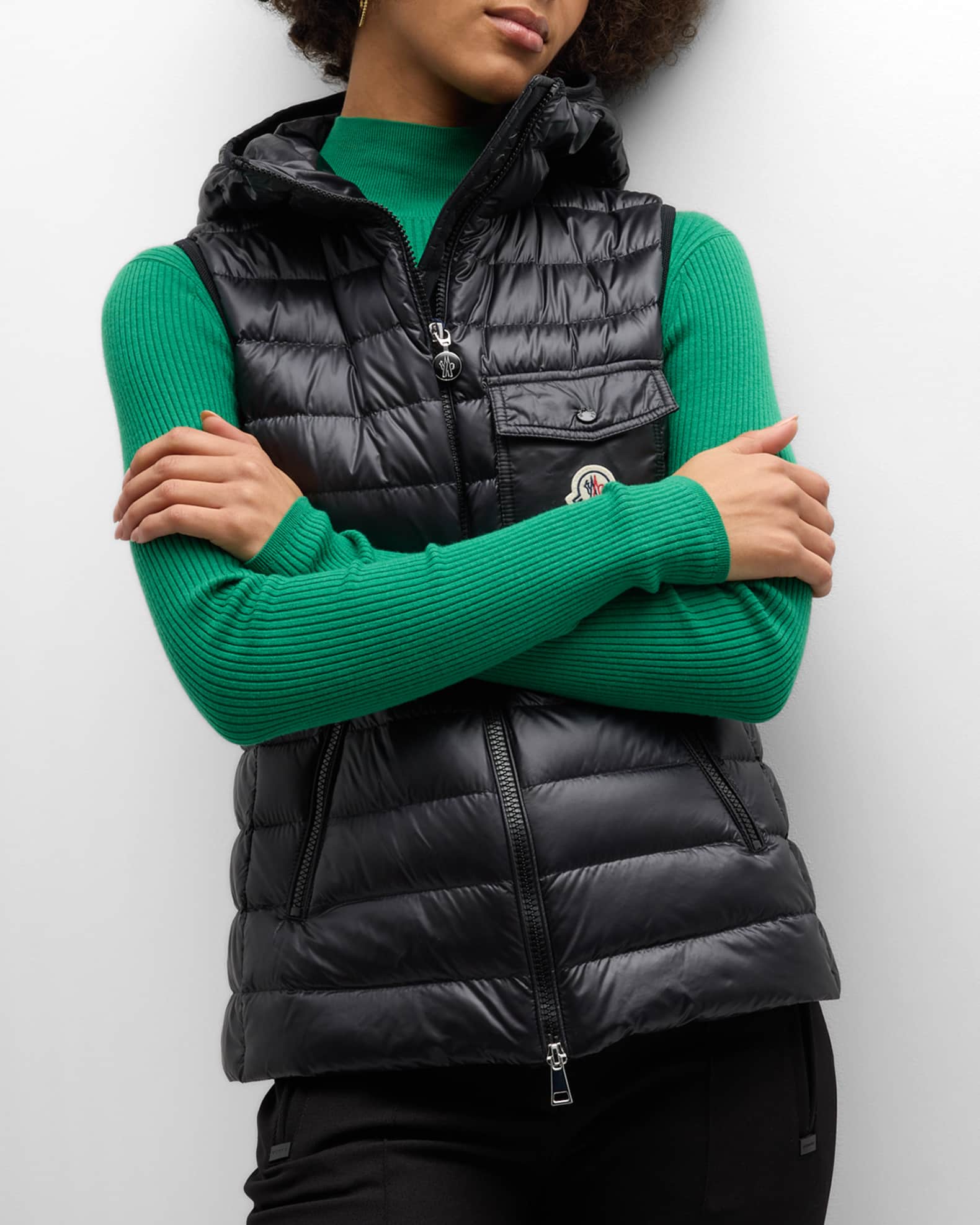 Moncler Glygos Hooded Puffer Vest | Neiman Marcus