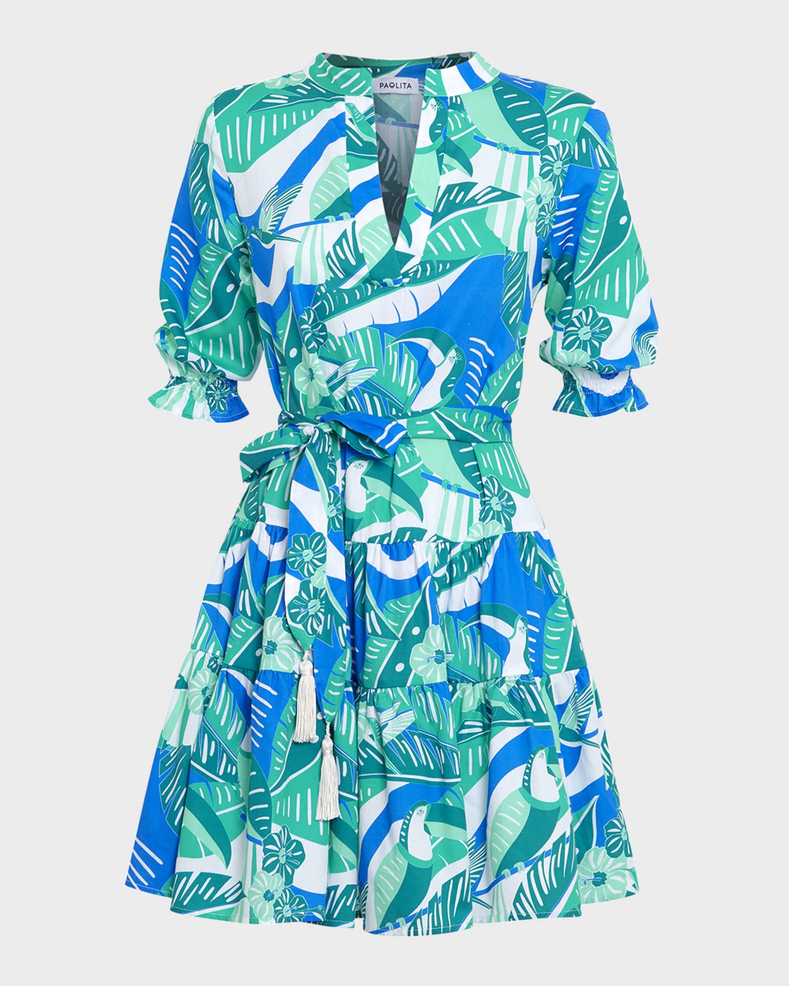 Paolita Blue Lagoon Ruffle Mini Dress Neiman Marcus
