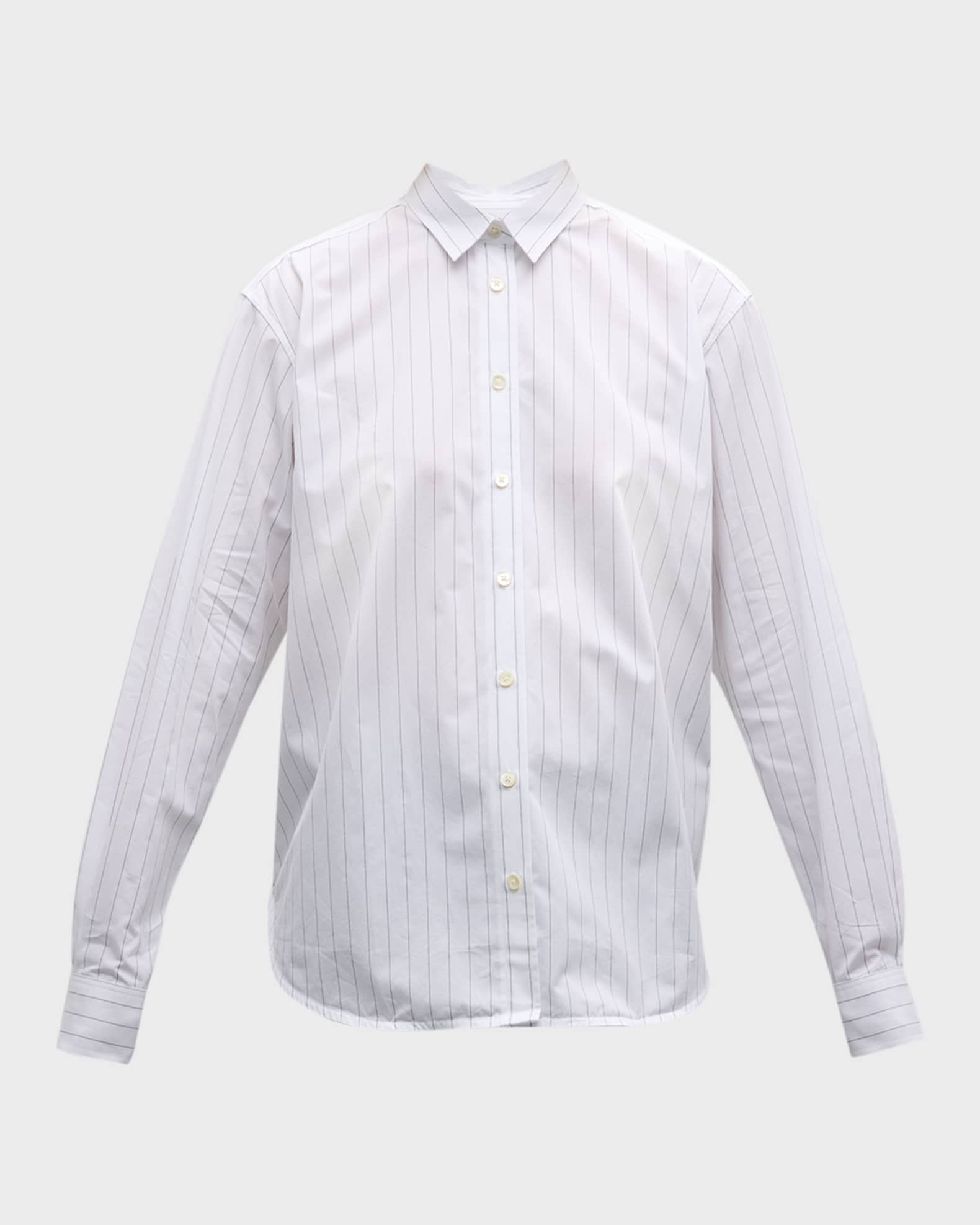 Toteme Signature Striped Collared Cotton Shirt | Neiman Marcus