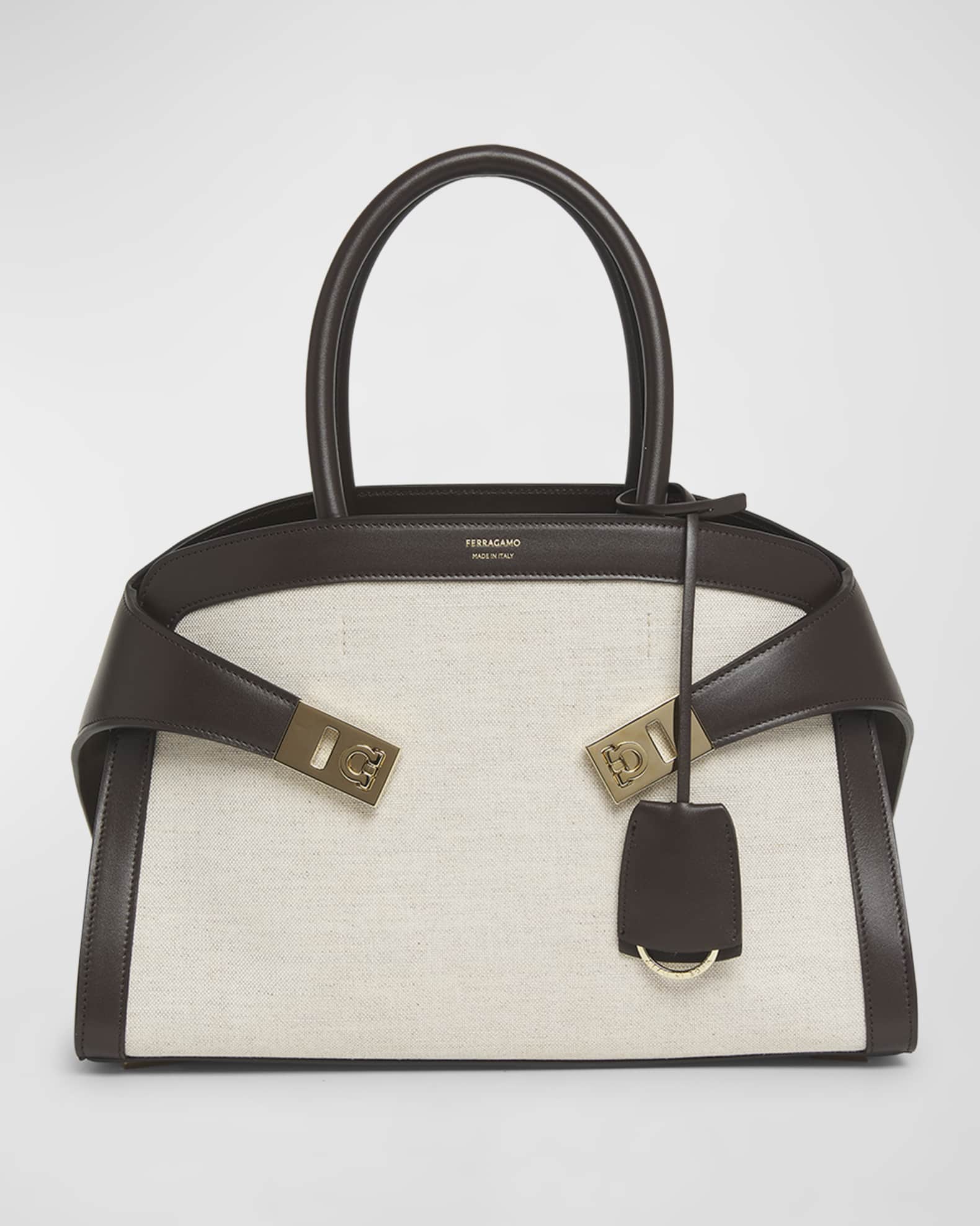 Ferragamo Hug Kuban Canvas Top Handle Bag Neiman Marcus