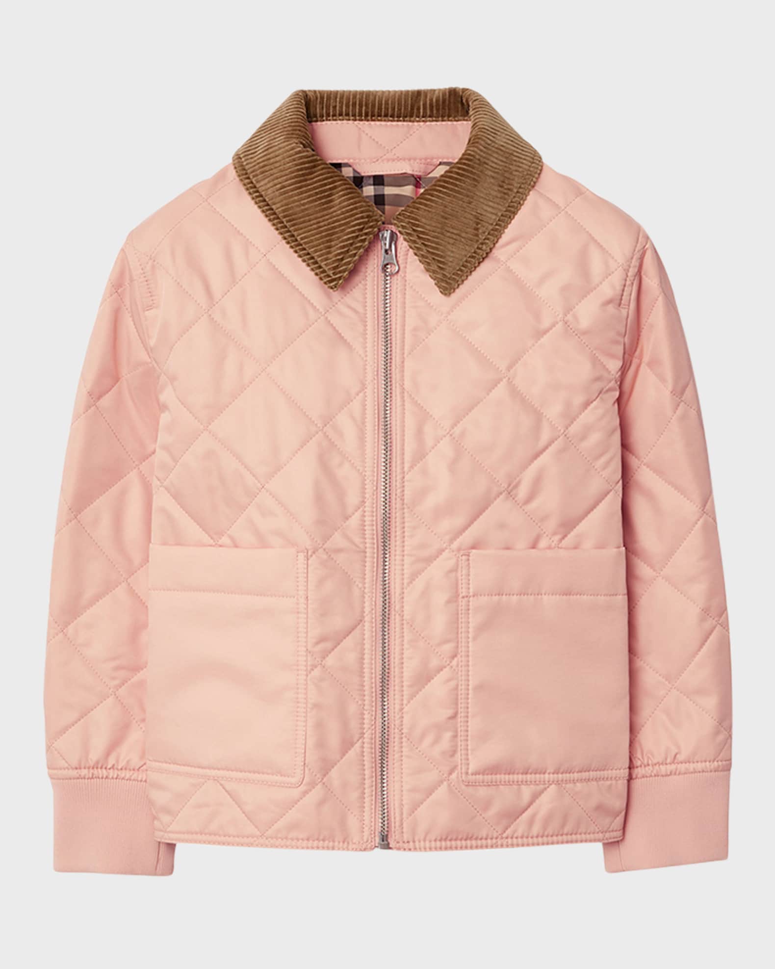Burberry Girl s Otis Corduroy Collar Quilted Jacket Size 3 14 Neiman Marcus