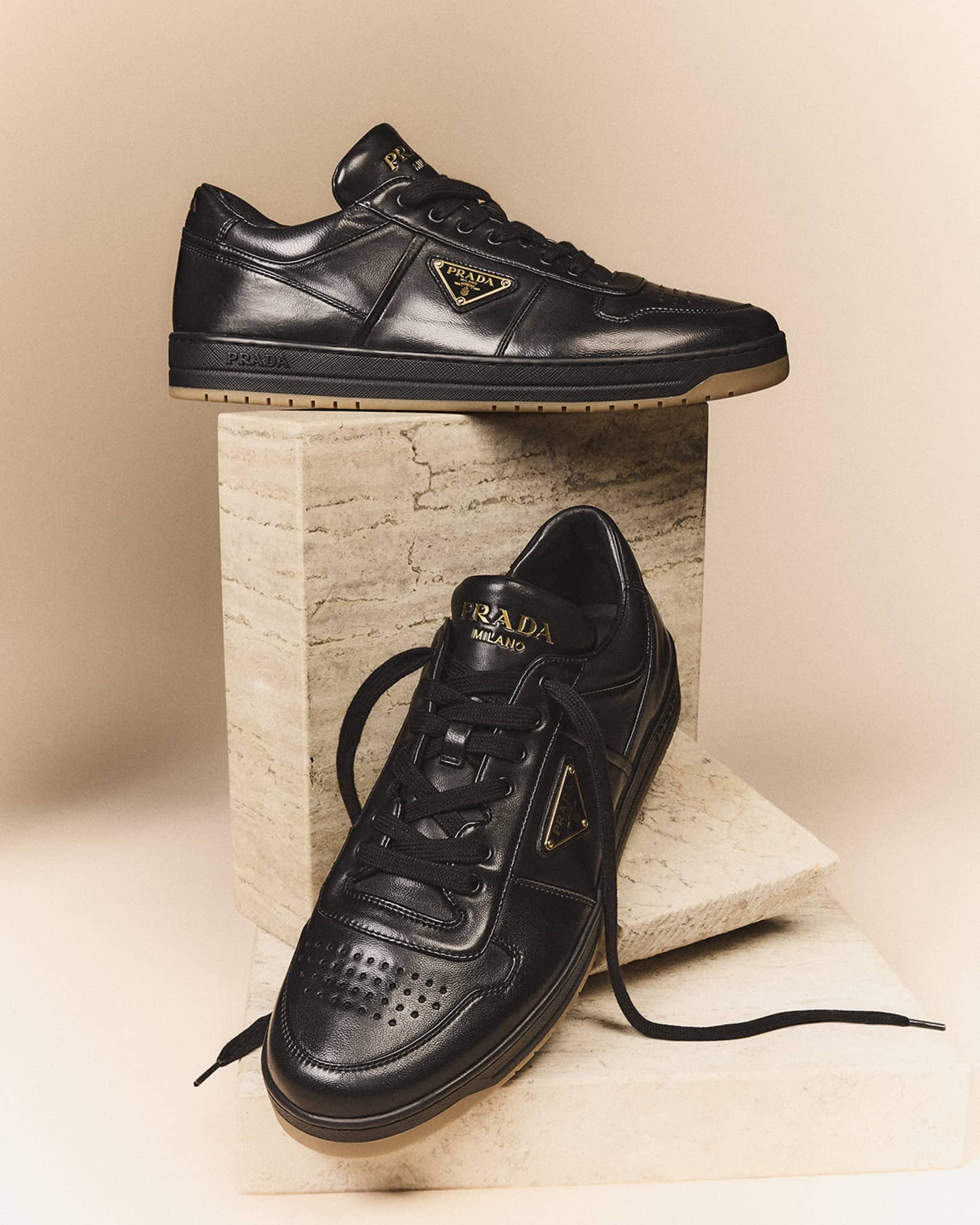Prada Men's Downtown Napa Leather Low-Top Sneakers | Neiman