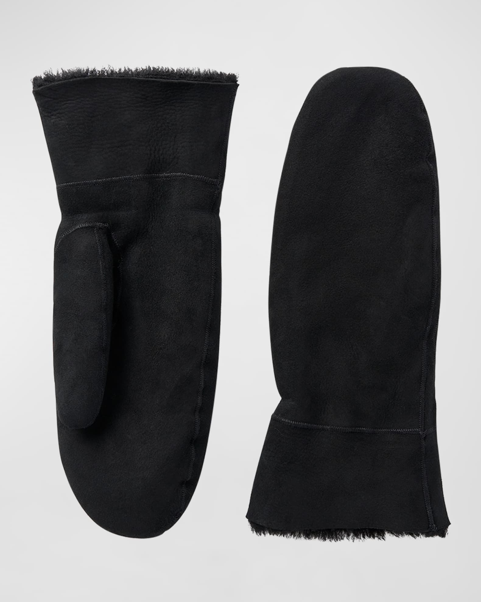 Suede & Shearling Mittens  0