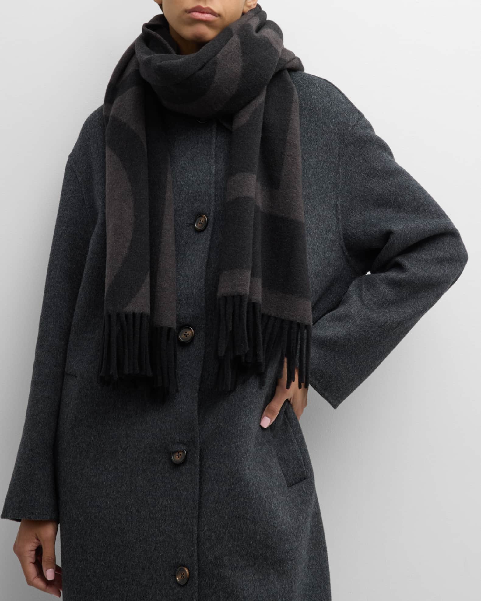 Toteme Monogram Jacquard Wool Scarf | Neiman Marcus
