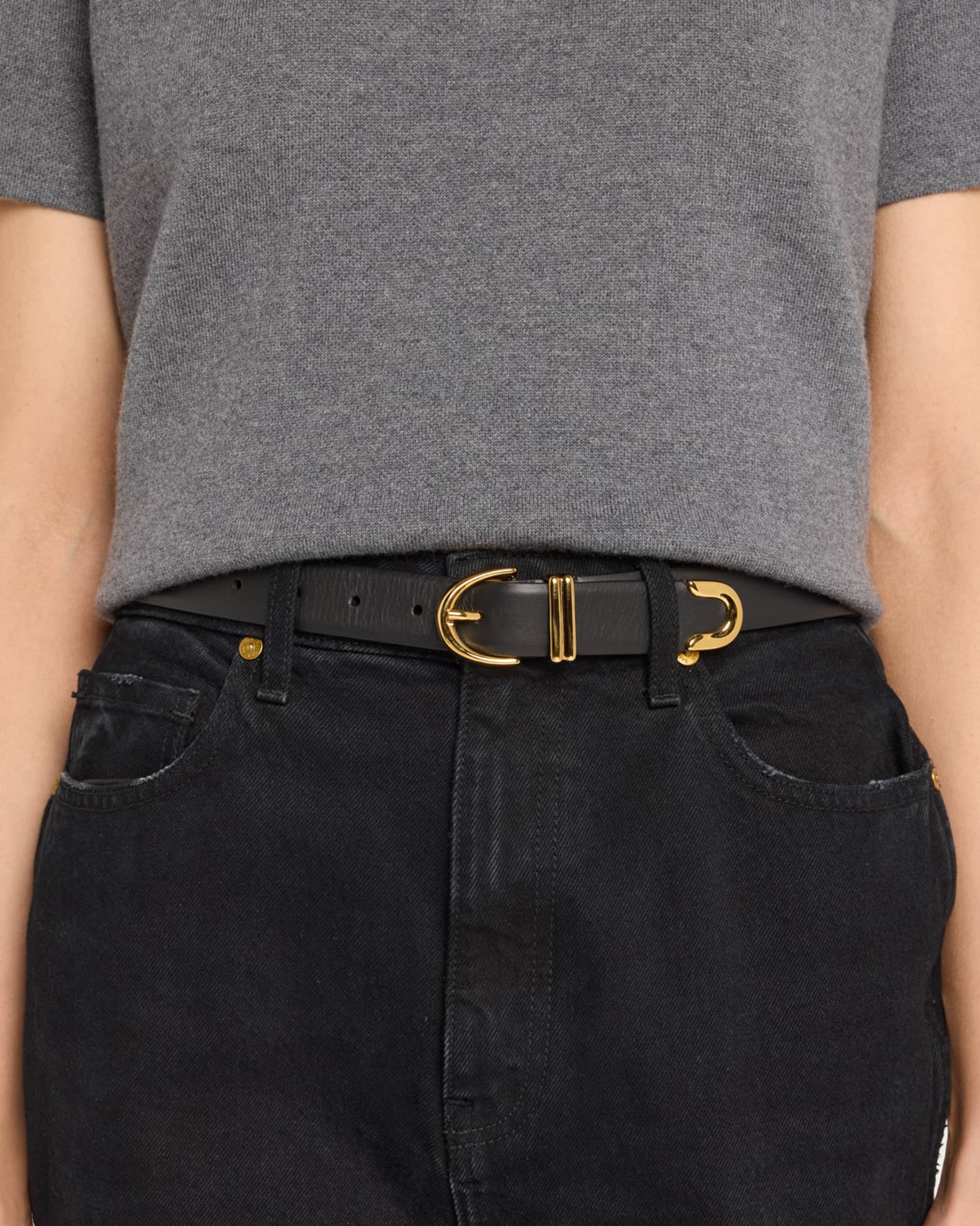 Khaite Bambi Skinny Leather Belt | Neiman Marcus