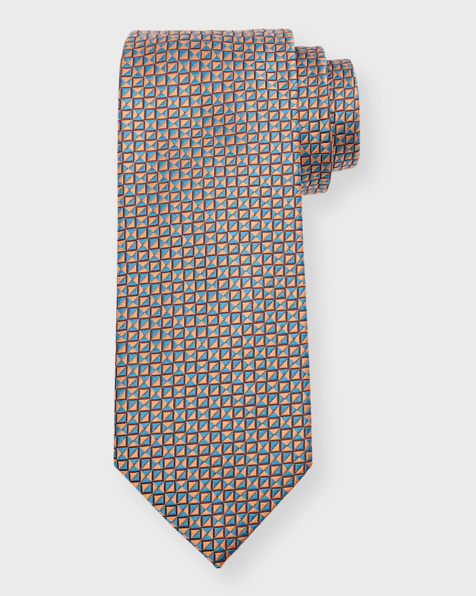 Men's Silk Micro-Geometric Tie 0