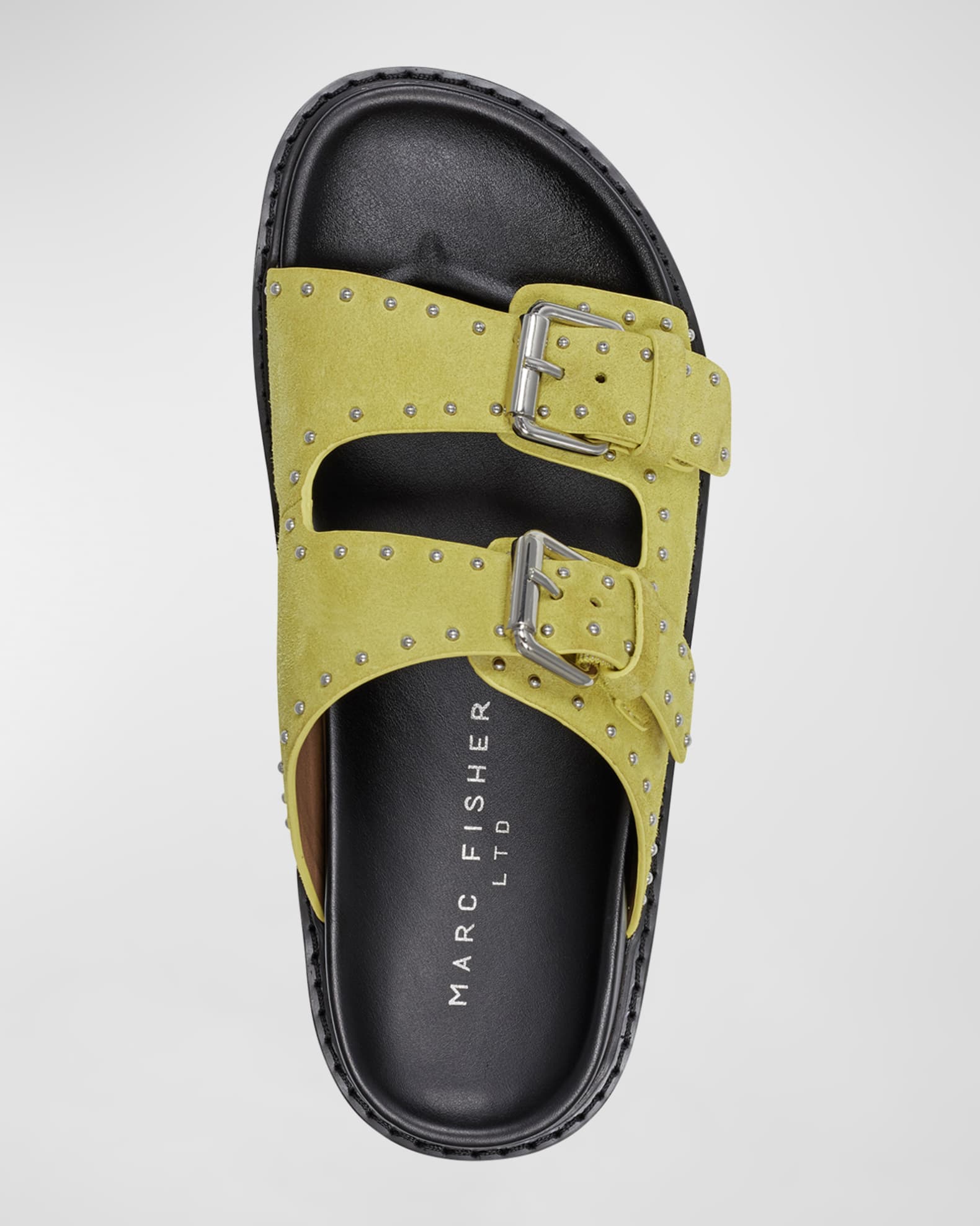 Marc Fisher LTD Agusta Micro Stud Leather Dual-Buckle Sandals | Neiman ...