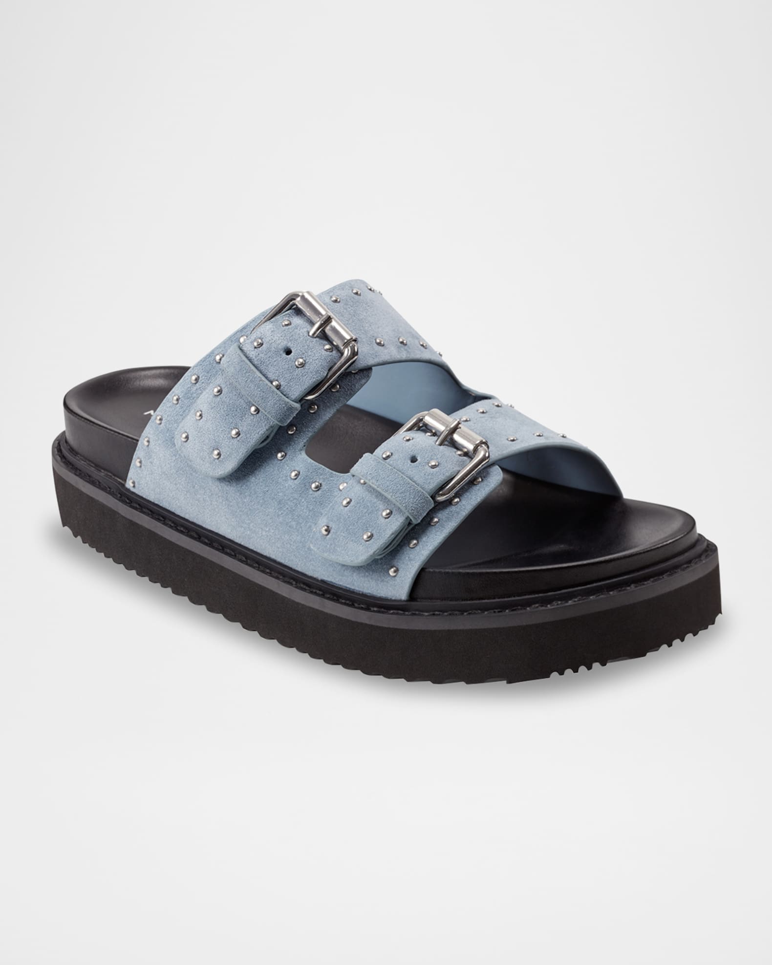 Agusta Micro Stud Leather Dual-Buckle Sandals 1