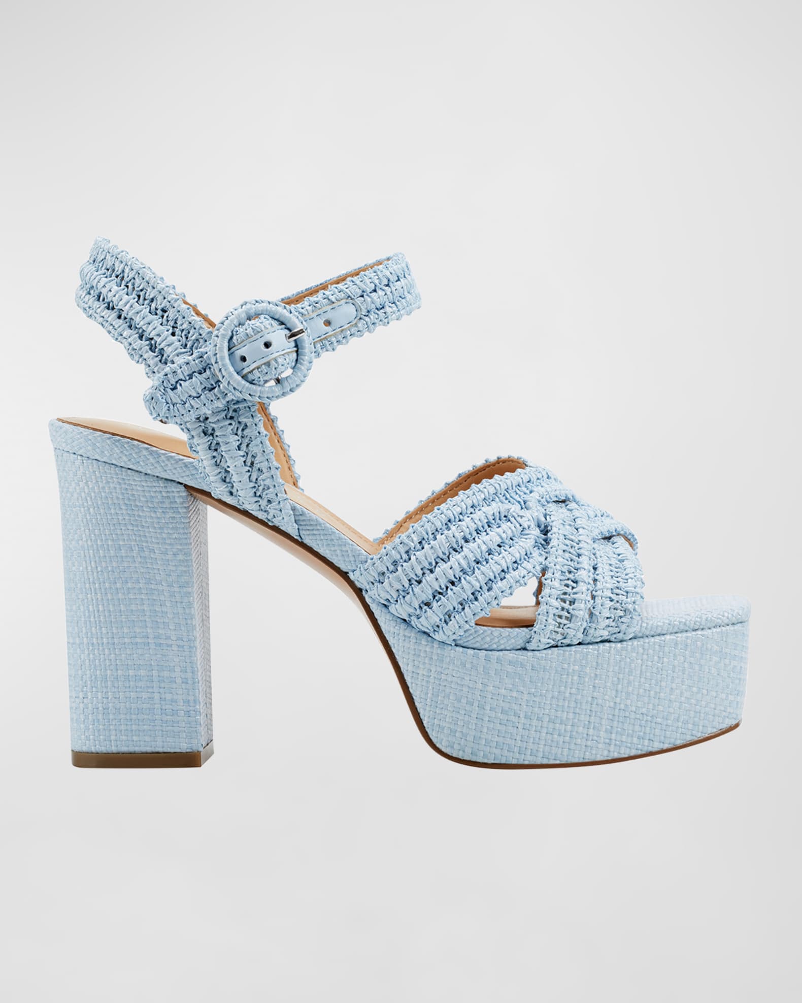 Bamboo Crisscross Ankle Strap Wooden Platform Mule Wedge main image 1