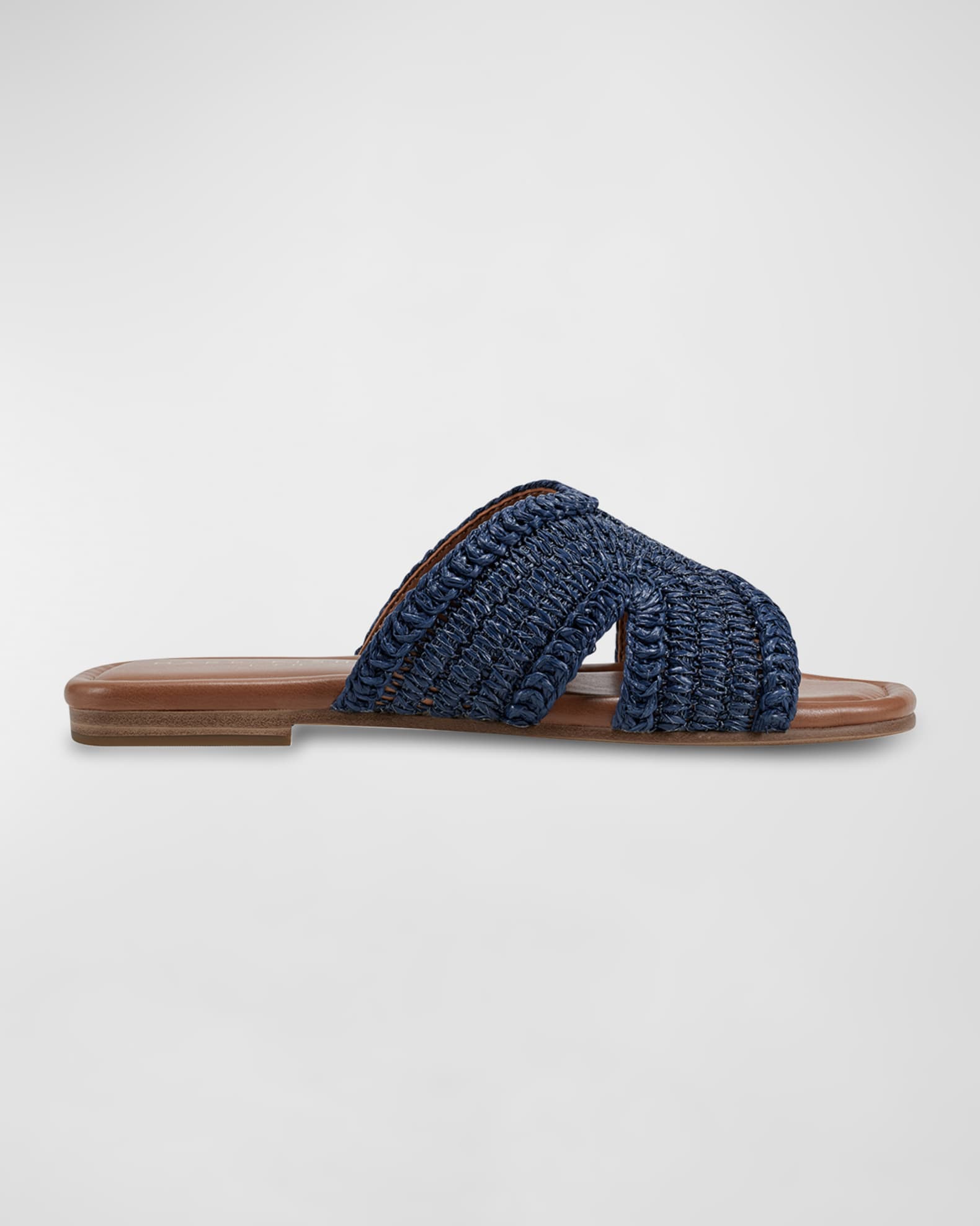 Marc Fisher LTD Narda Woven Raffia Flat Slide Sandals | Neiman Marcus