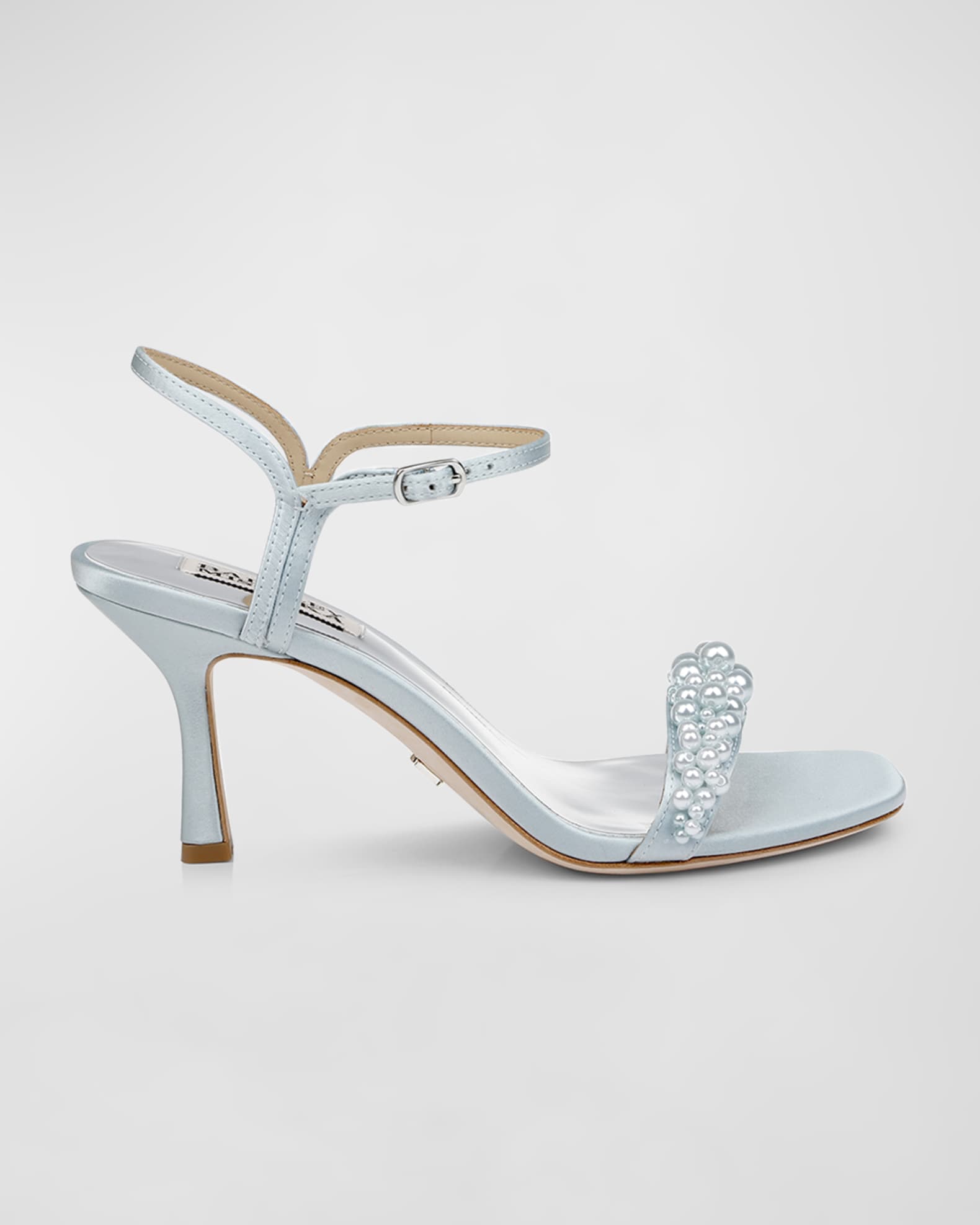 Caitlyn Pearly Satin Ankle Strap Sandals
