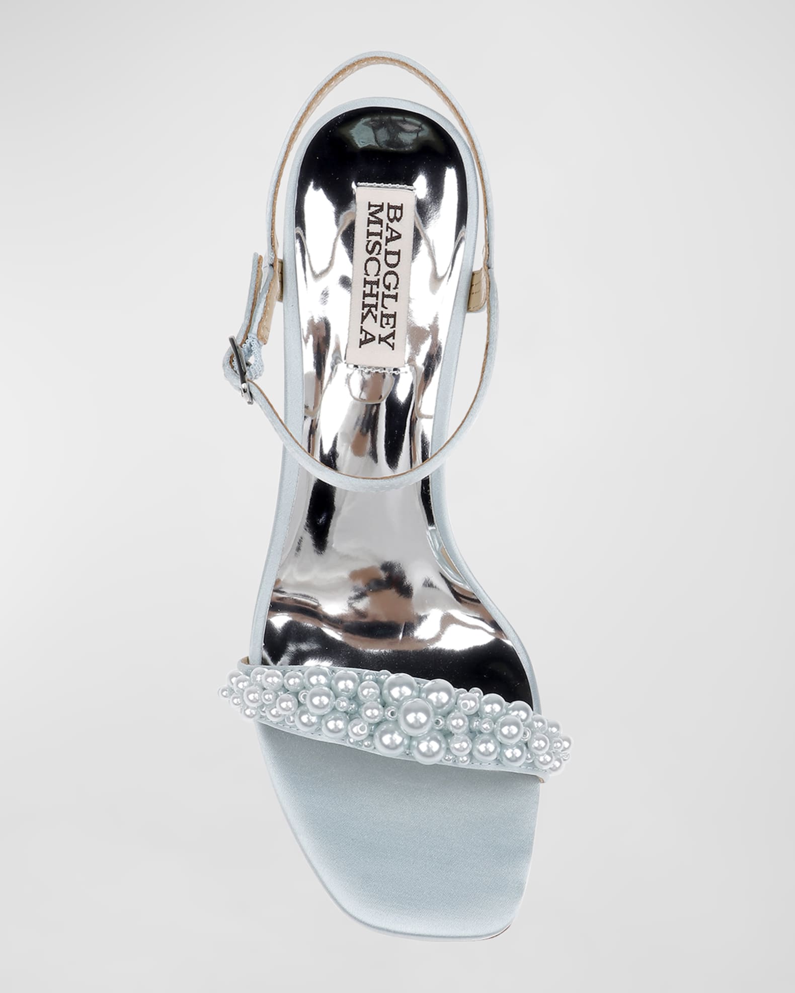 Caitlyn Pearly Satin Ankle Strap Sandals