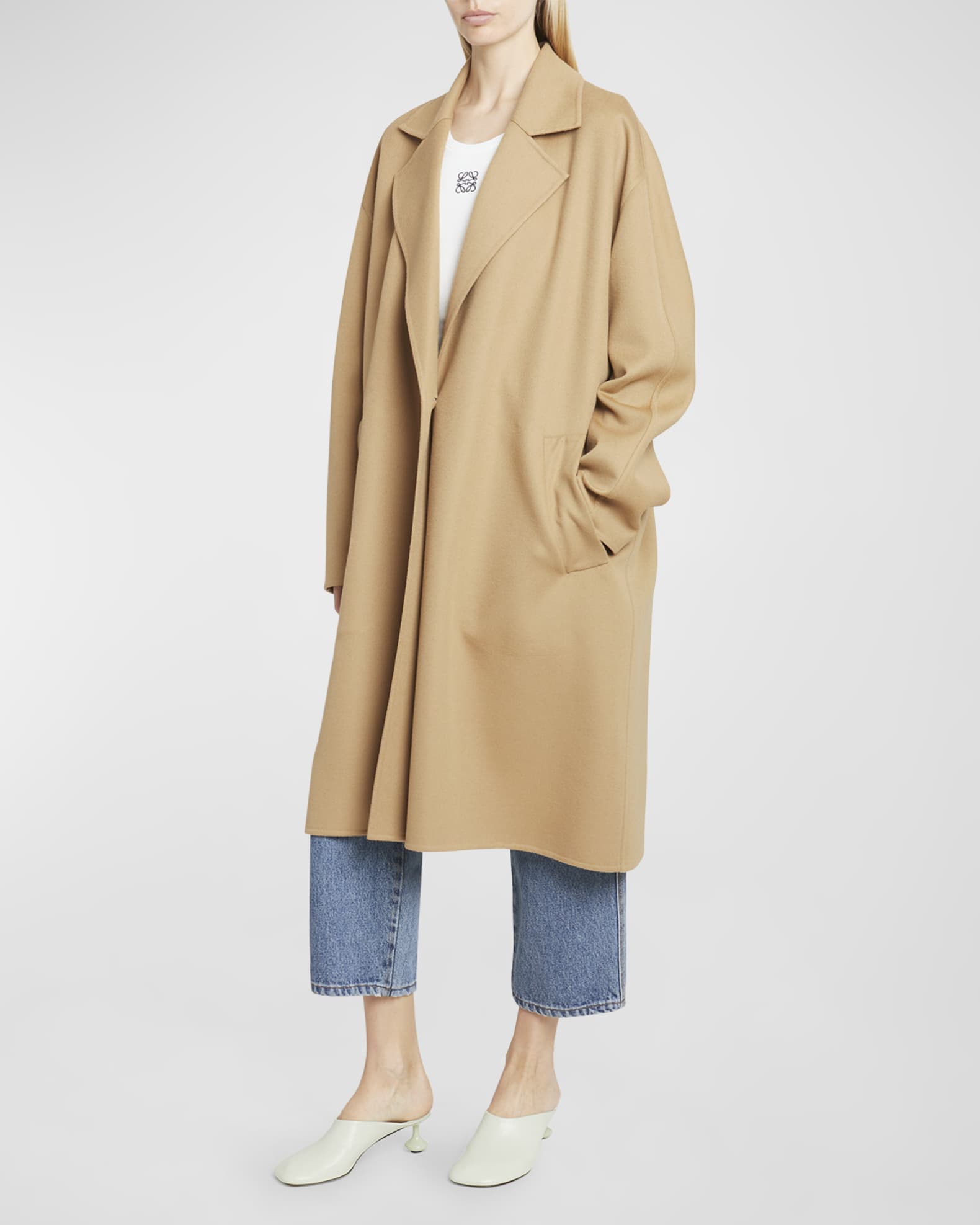 Loewe Single-Breasted Cashmere Long Coat | Neiman Marcus