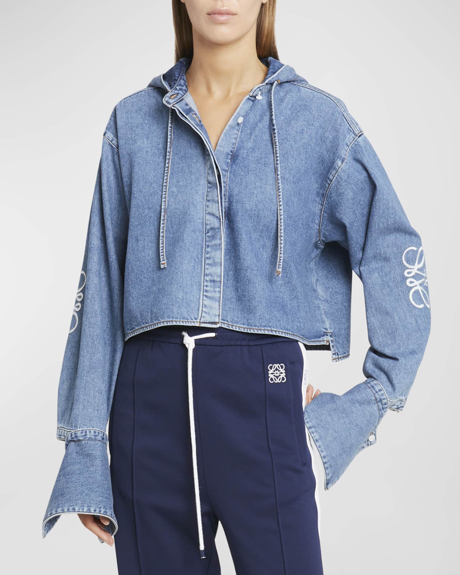 Hooded denim shirt womens hotsell