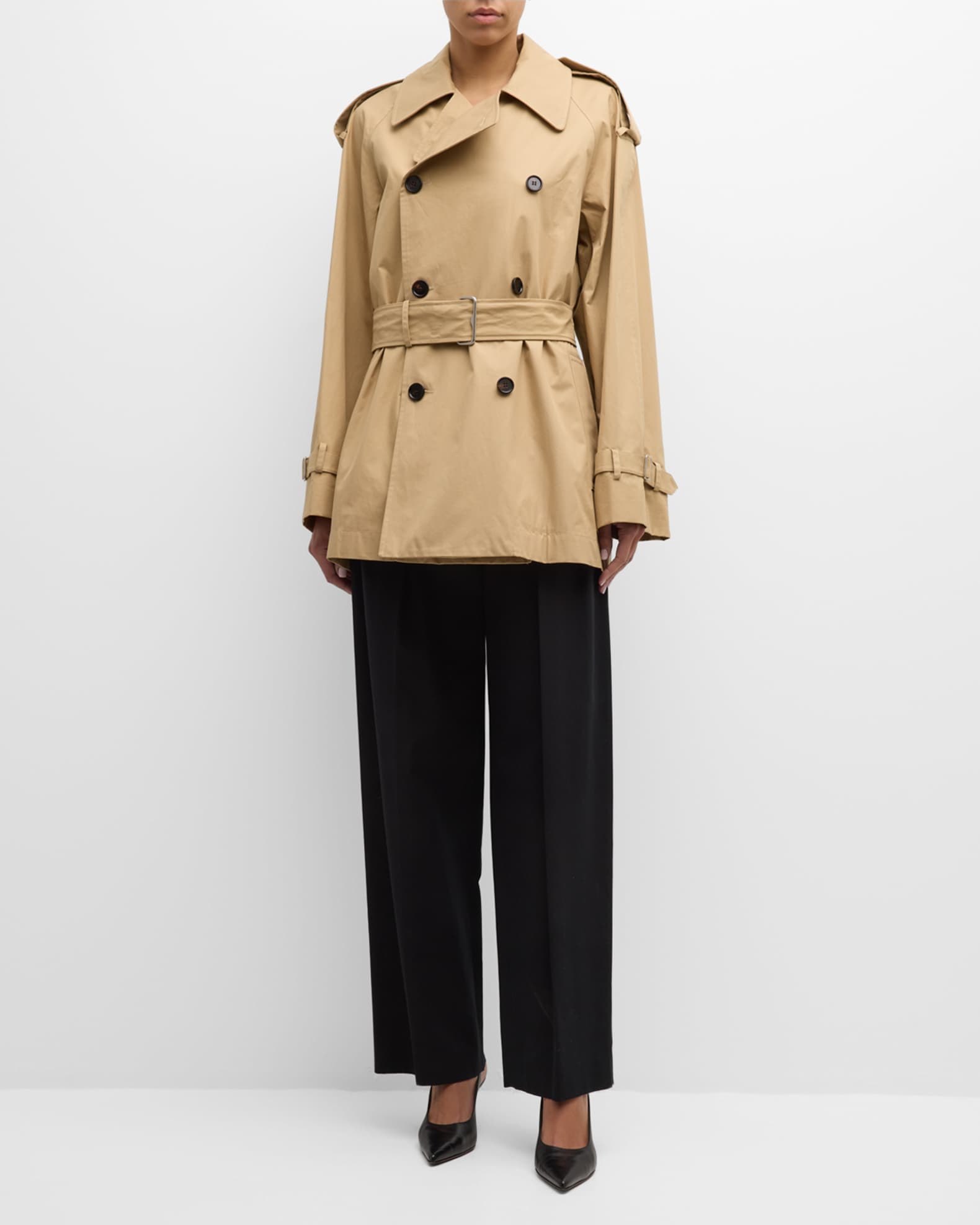Belted Oversized Double Breasted Trench Coat