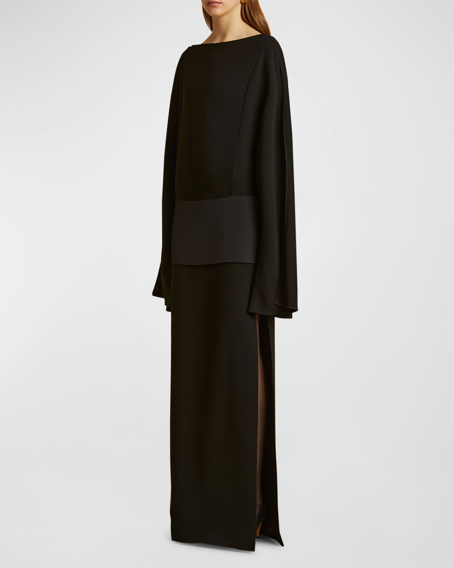 Khaite Nanette Slits-Hem Long-Sleeve Maxi Dress | Neiman Marcus