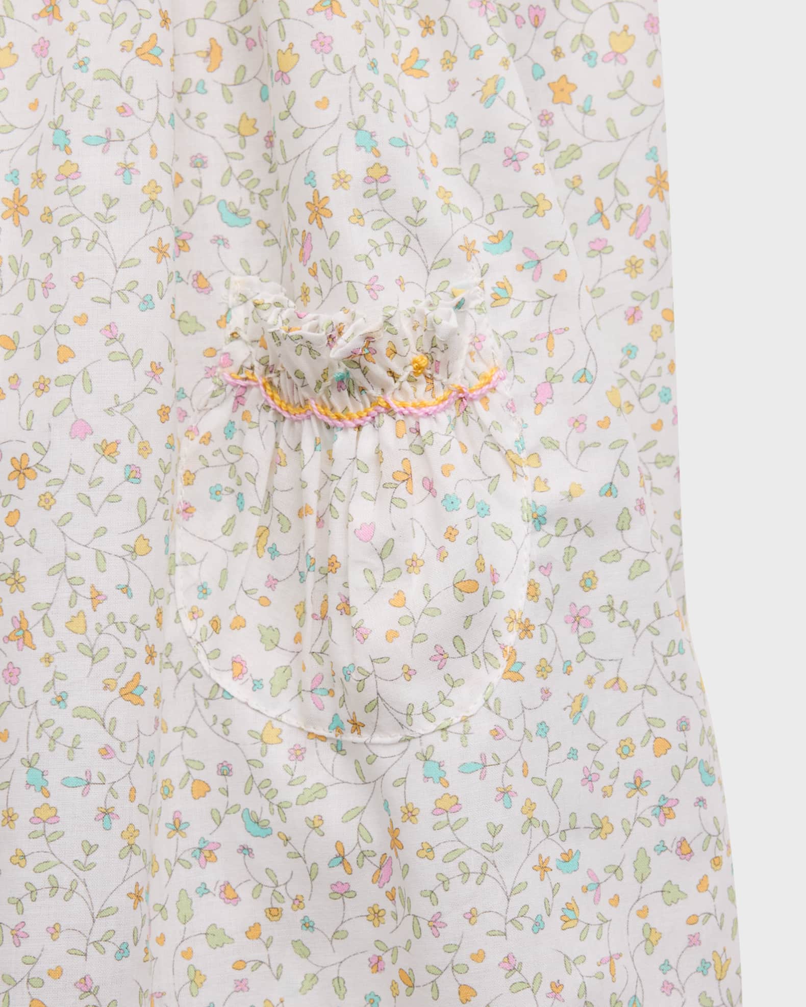 Luli & Me Baby Girls Ivory & Beige Smocked Vintage Bishop Dress