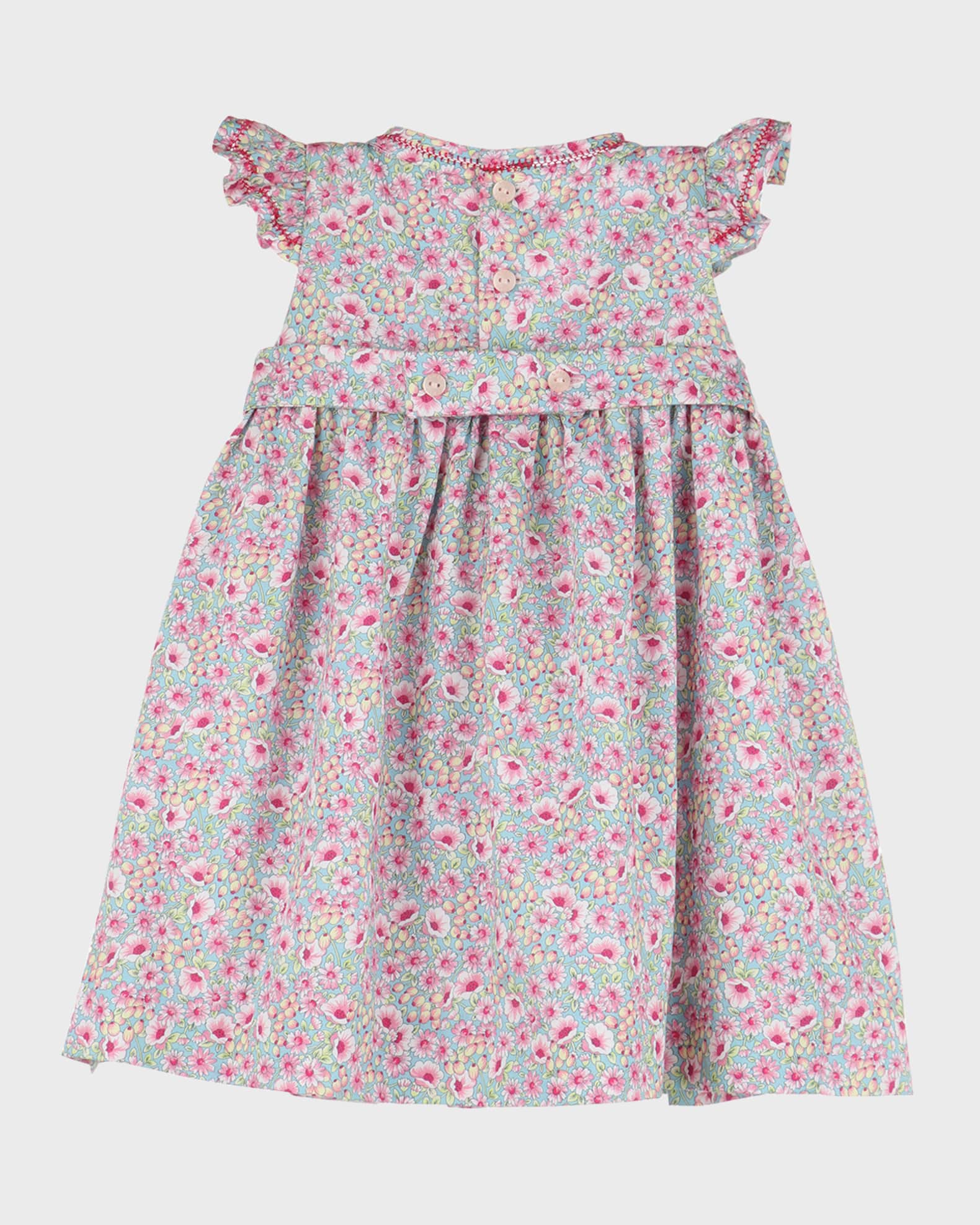 Luli & Me Girls Blue Sleeveless Smocked Dress - Petal Collar main image 1