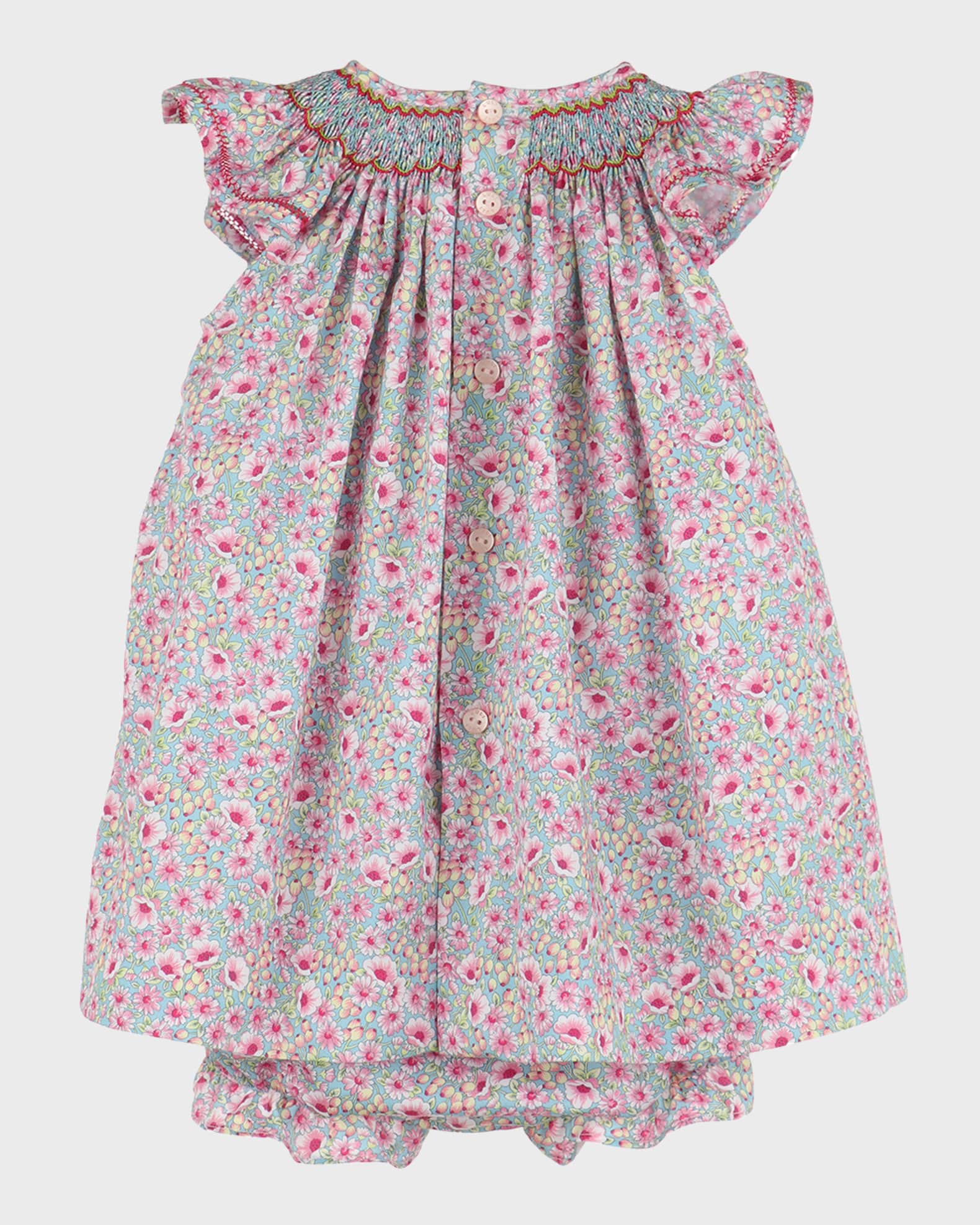 Luli & Me Classic Full Smock Dress, Pink