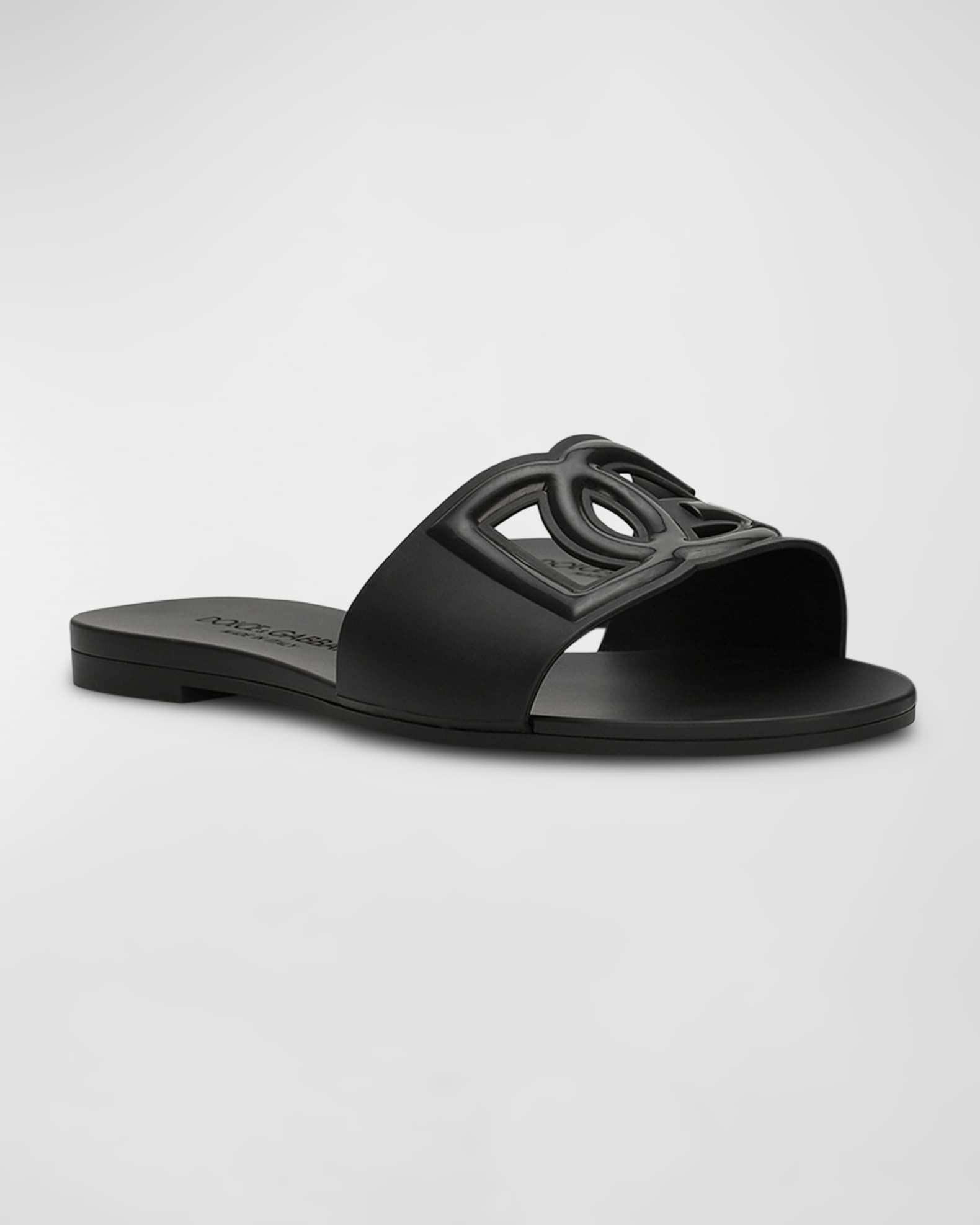 【DOLCE & GABBANA】DGカットアウトラバースライドサンダル Dolce&Gabbana Cut-Out DG Rubber Sandals | Neiman Marcus