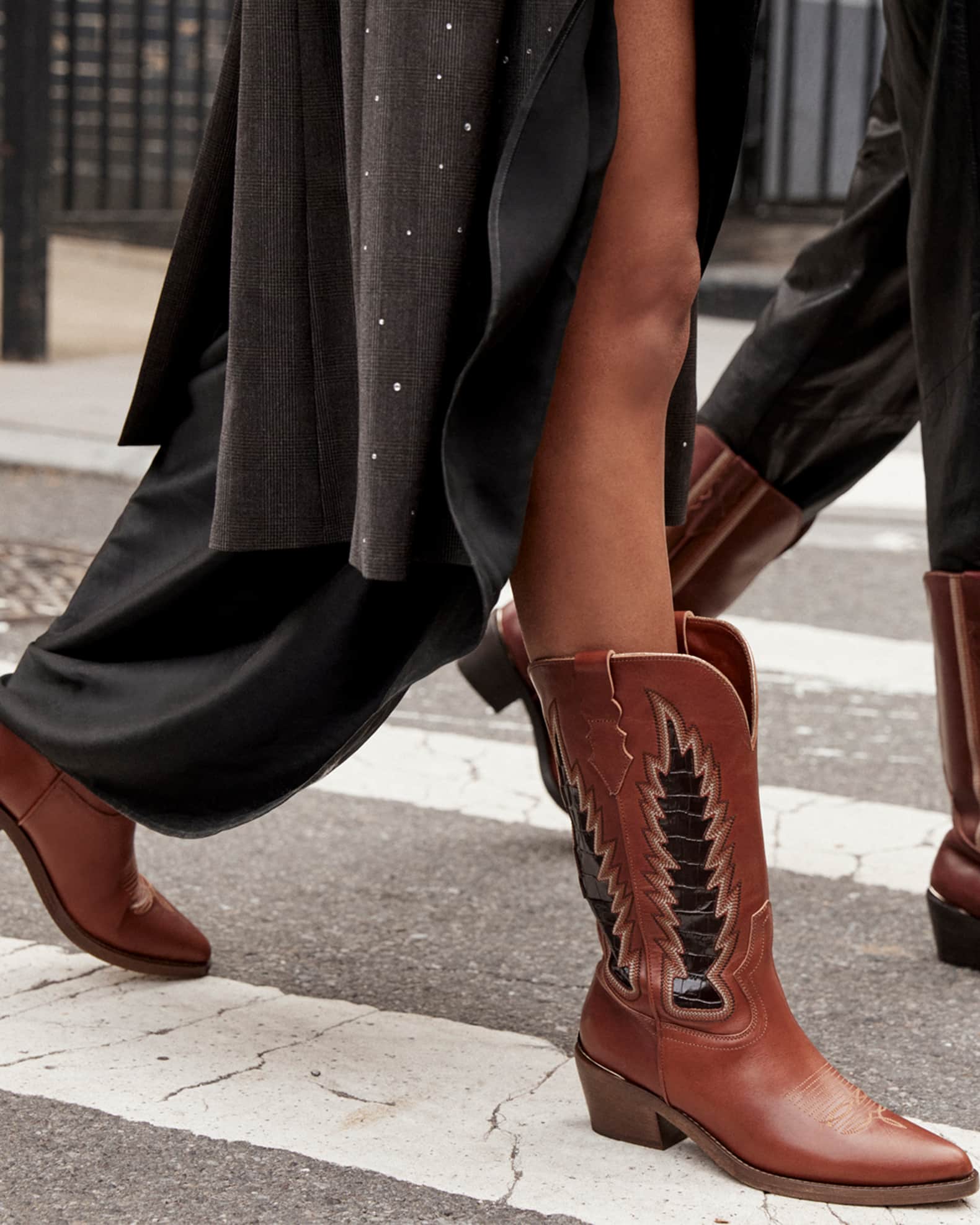 Partlow Whitney Mixed Leather Western Boots Neiman Marcus