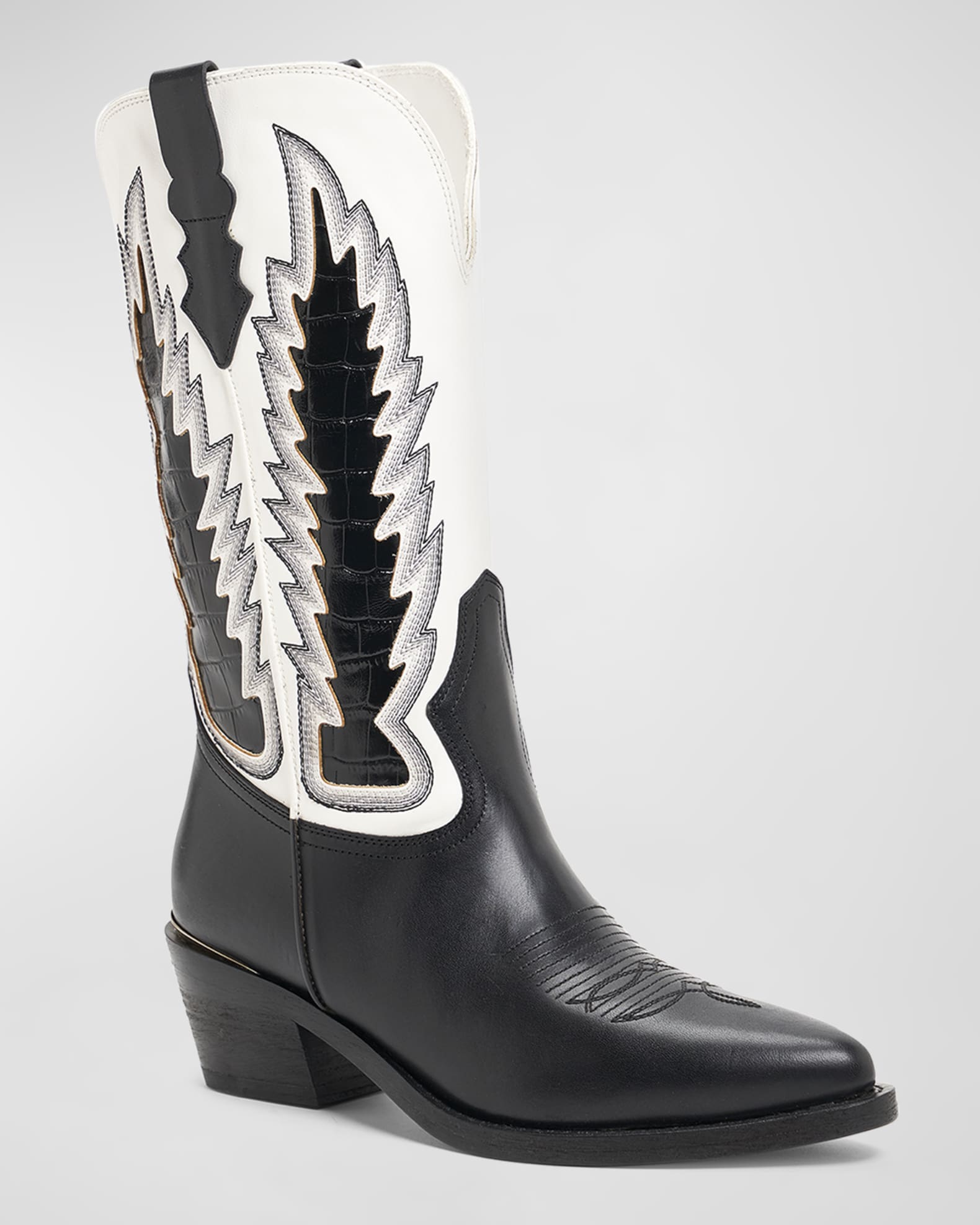 Whitney Mixed Leather Western Boots 1