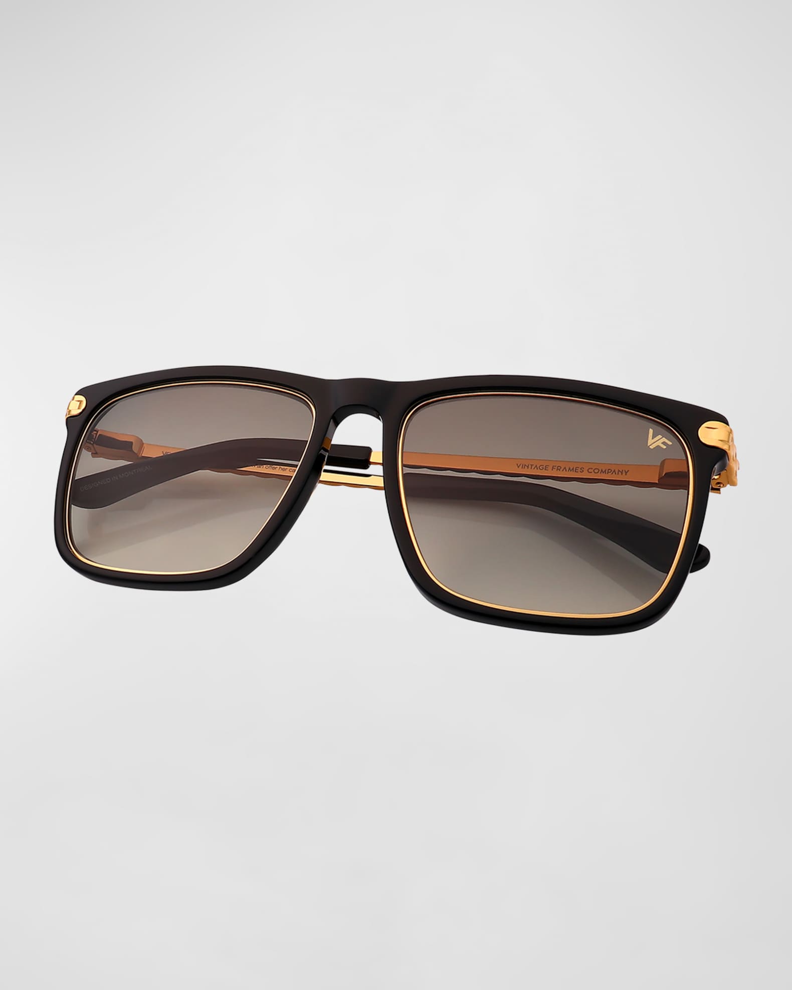 Vintage Frames Company サングラス Vintage Frames Company Men's Don Acetate 24K Yellow Gold Rectangle