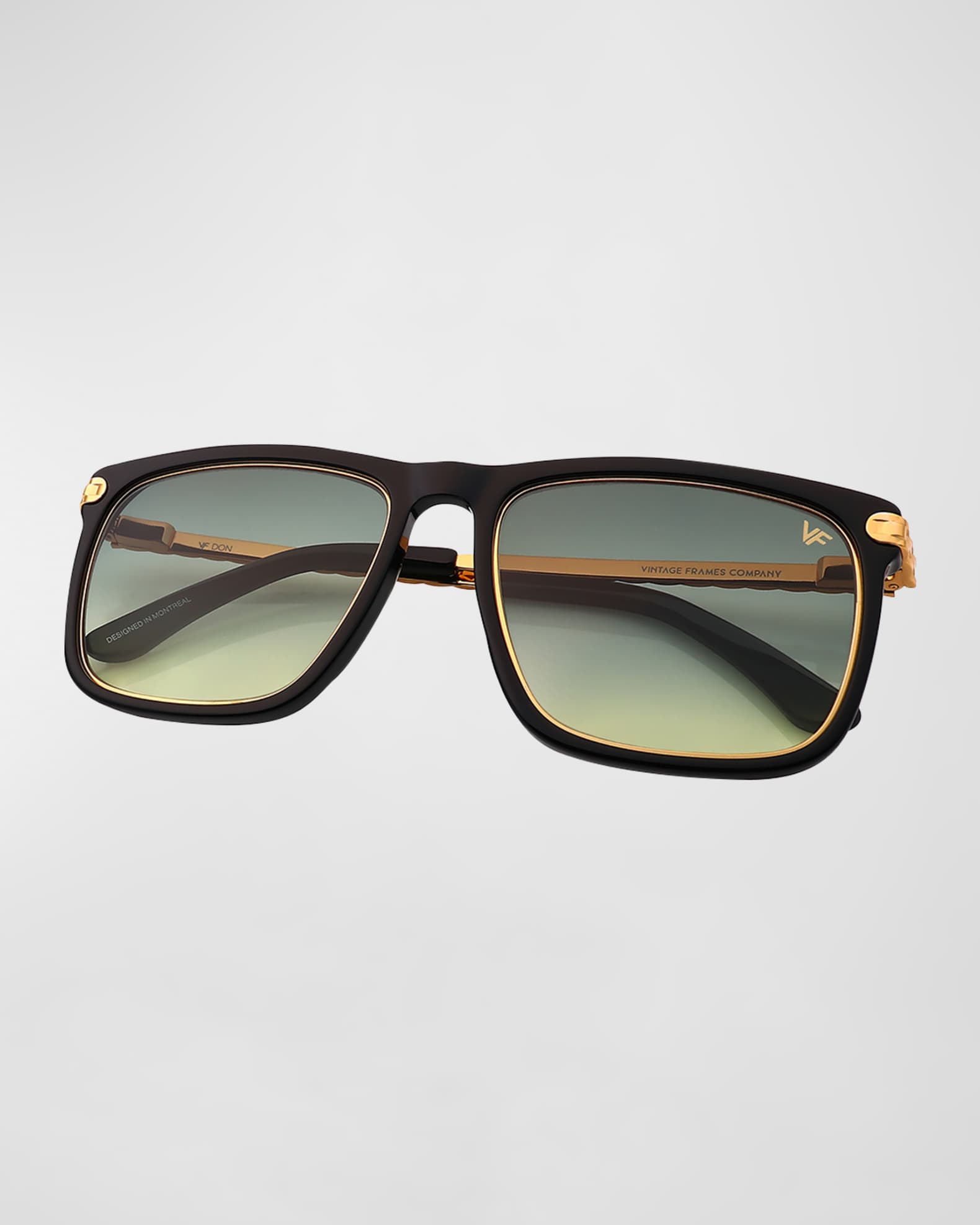 Men's Don Acetate 24K Yellow Gold Rectangle Sunglasses 1